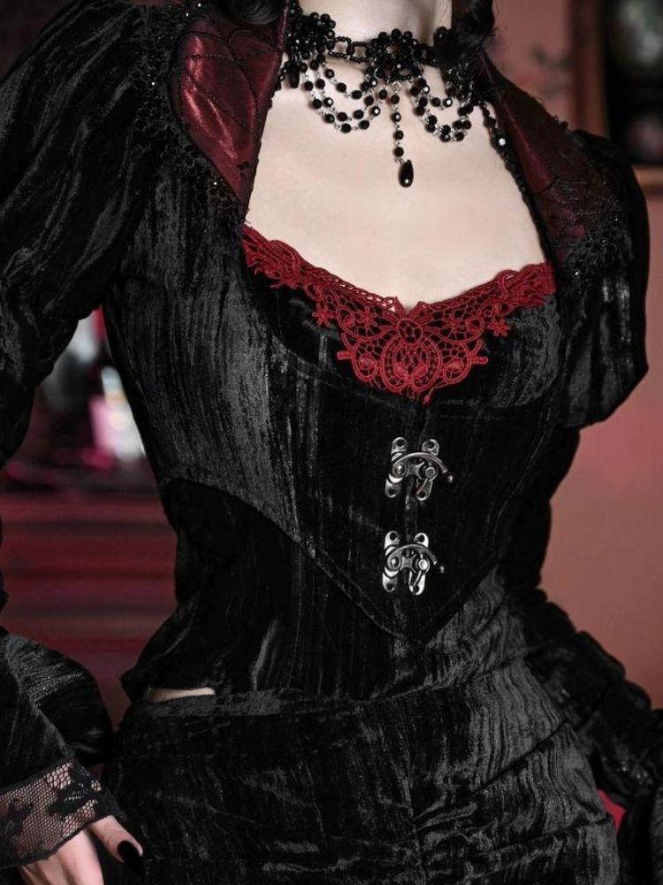 Gothic/Victorian-inspired Velvet Cardigan Top