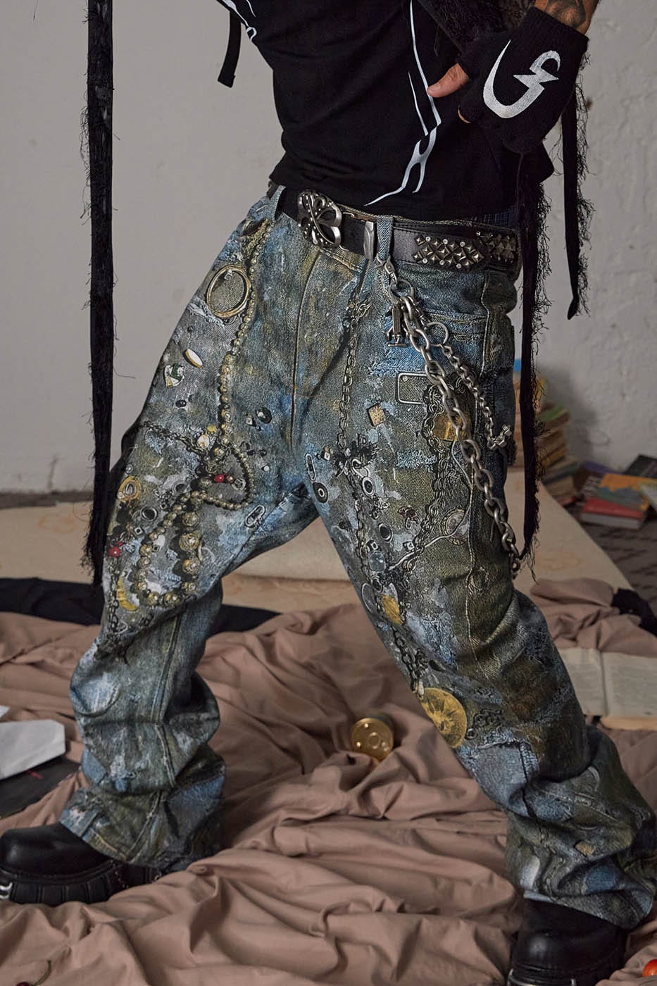 Jeans à chaîne punk