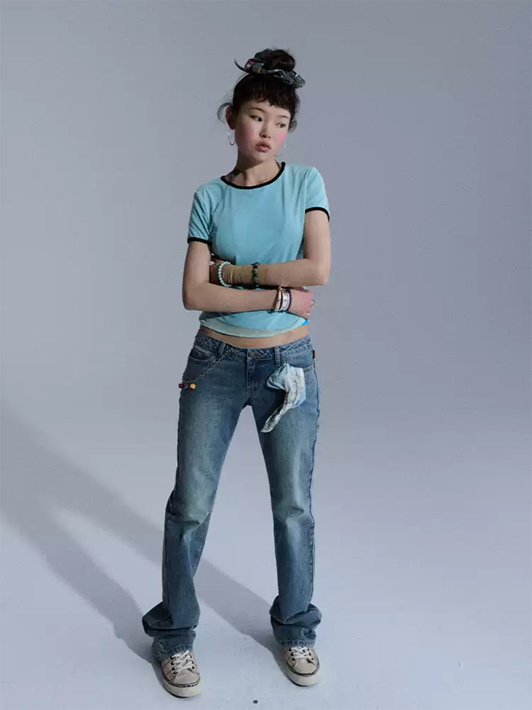 Low-Waist Slim Flare Jeans