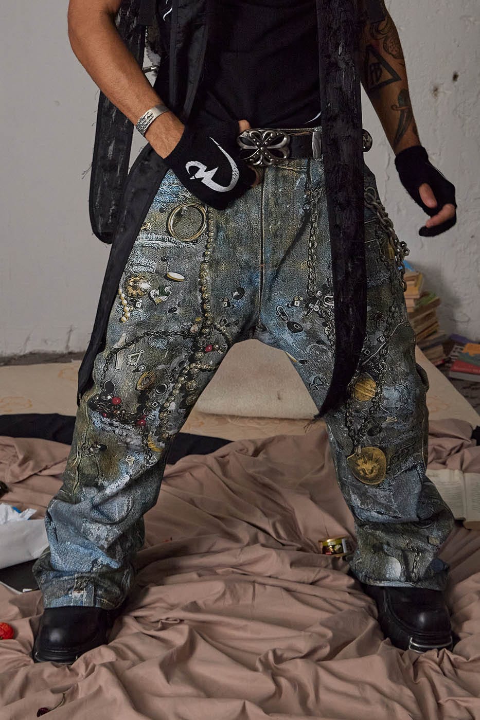 Jeans à chaîne punk