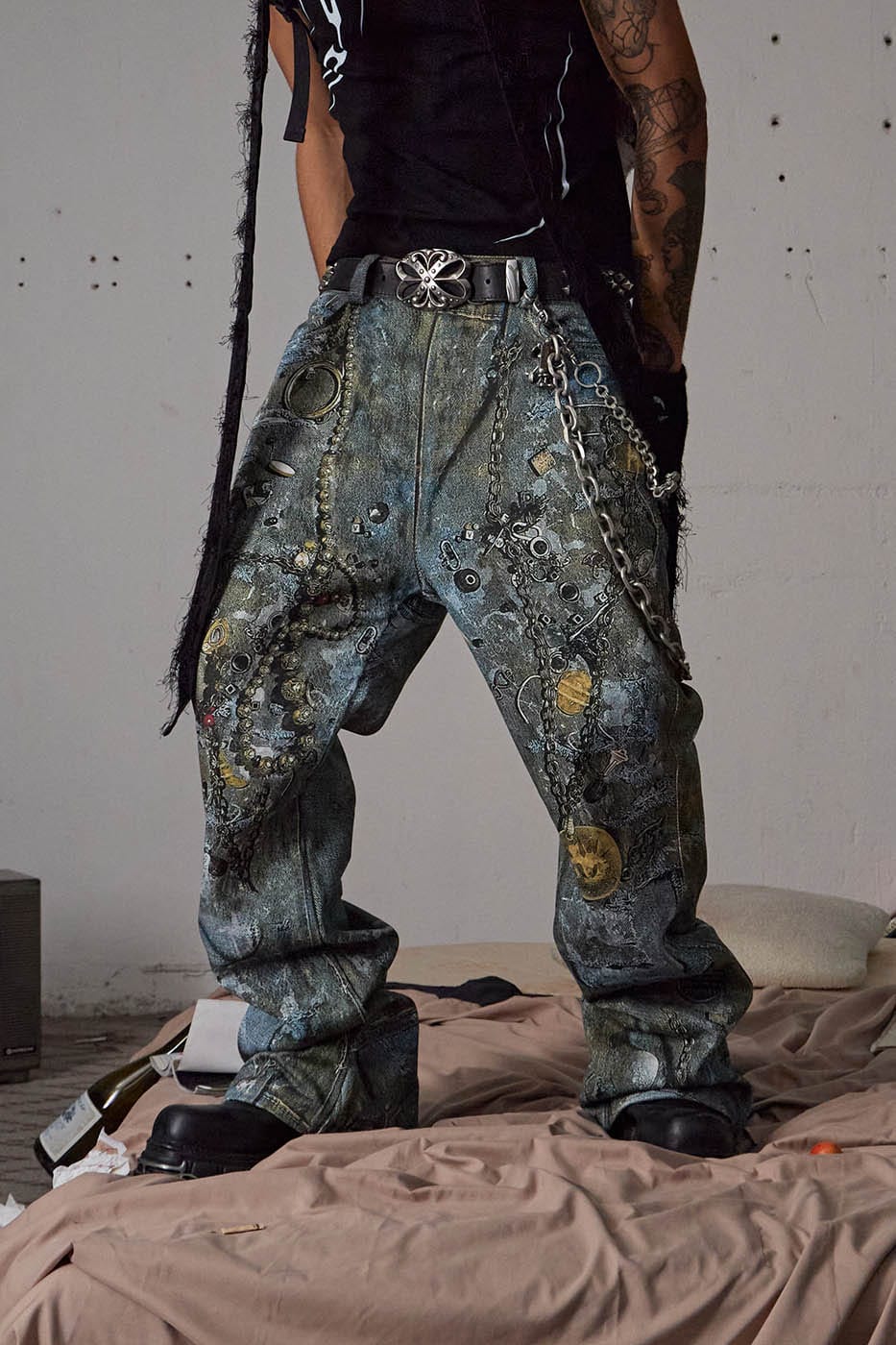 Jeans à chaîne punk