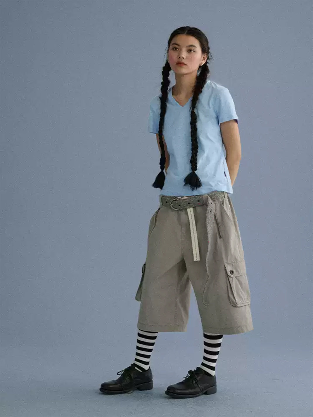 Shoulder-Fitted Cropped Basic Tee