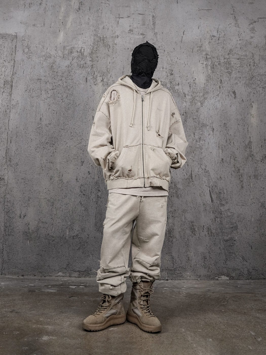 Distressed Spliced Sweatpants