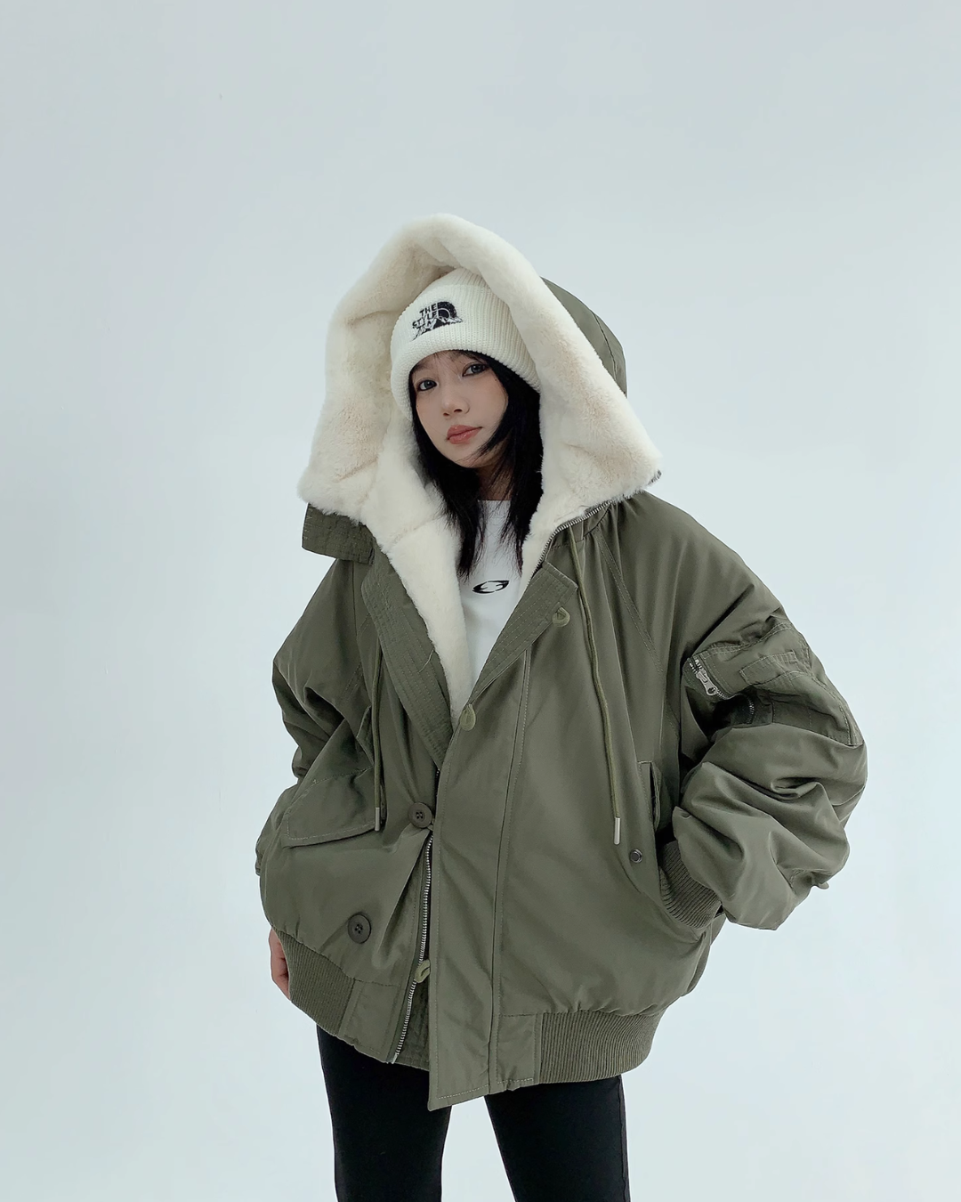 Frost Sherpa-Collar Bomber Jacket