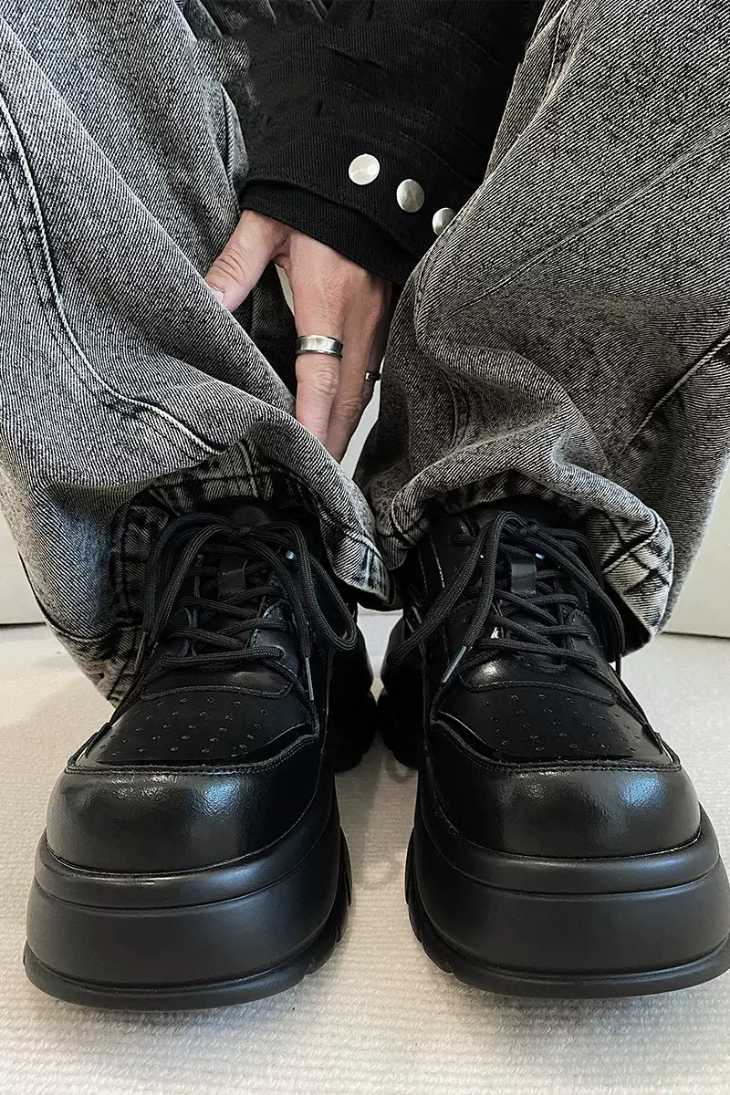 Black Chunky Platform Oxford Shoes