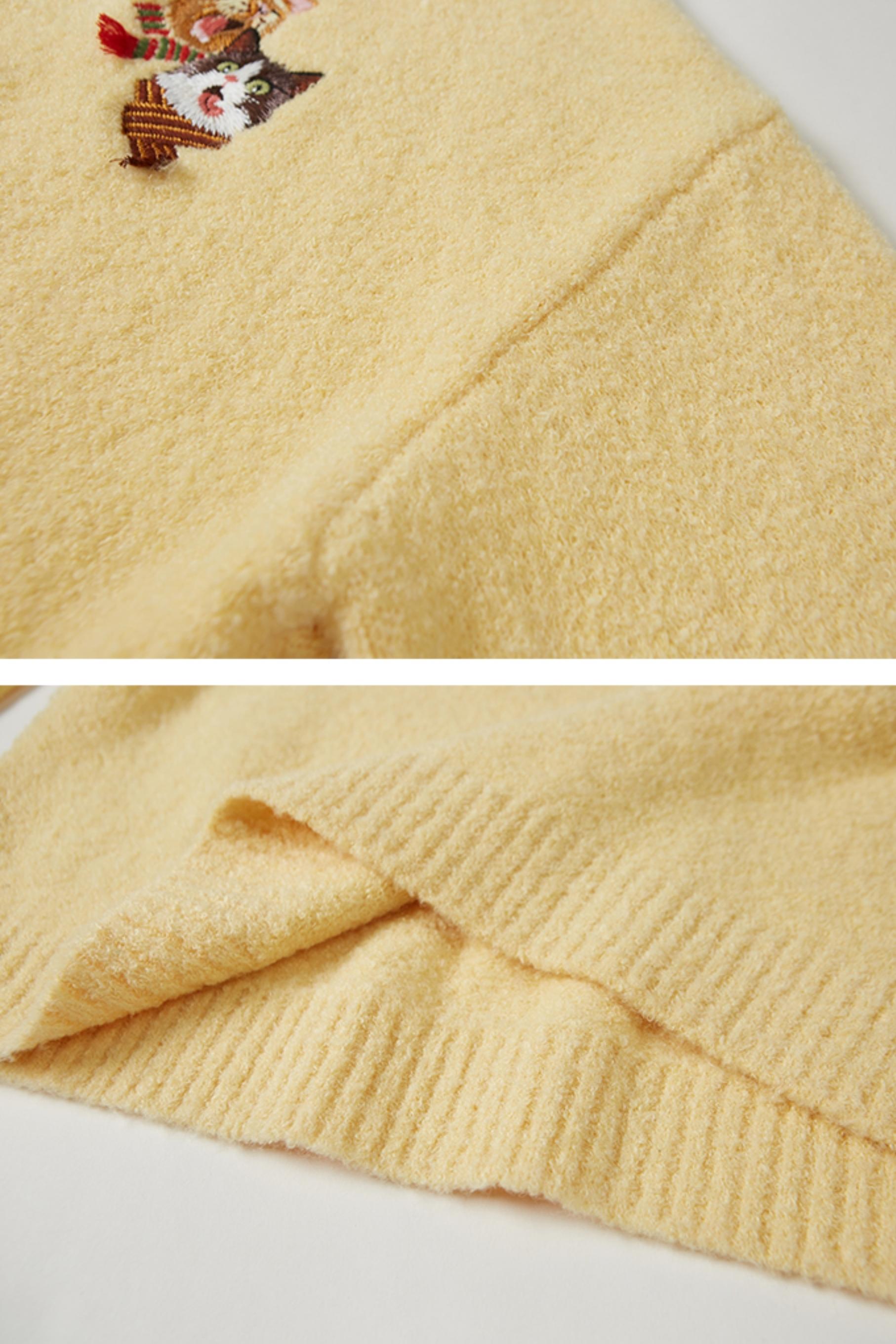 자수 고양이 니트 스웨터