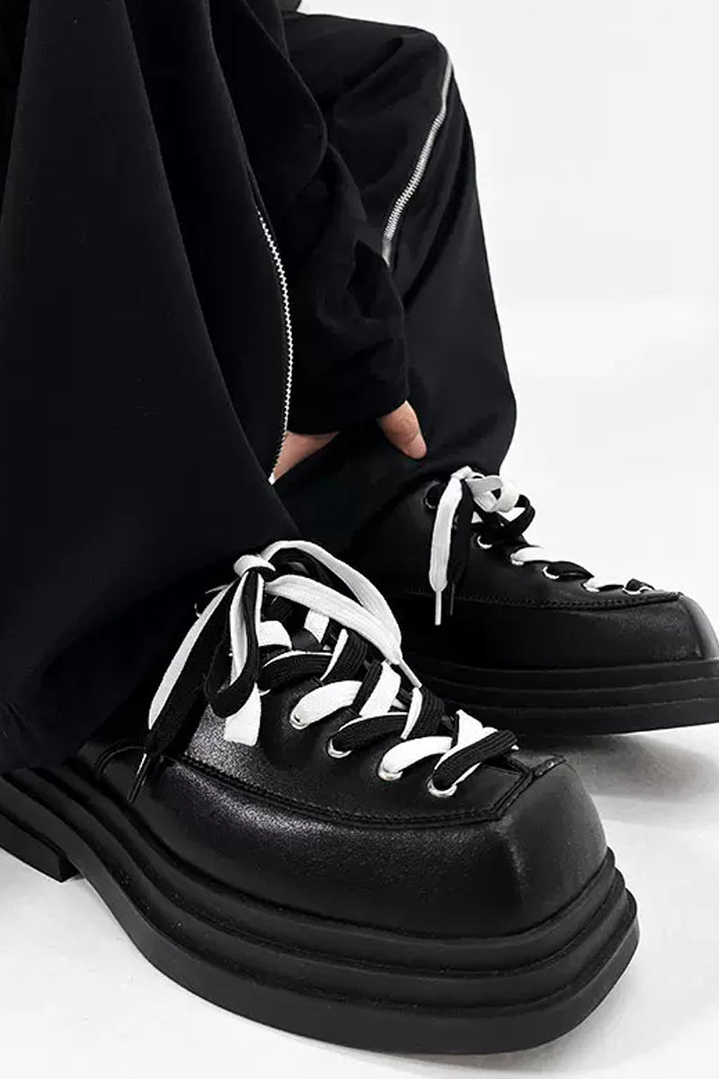 Contrast Platform Chunky School Shoes