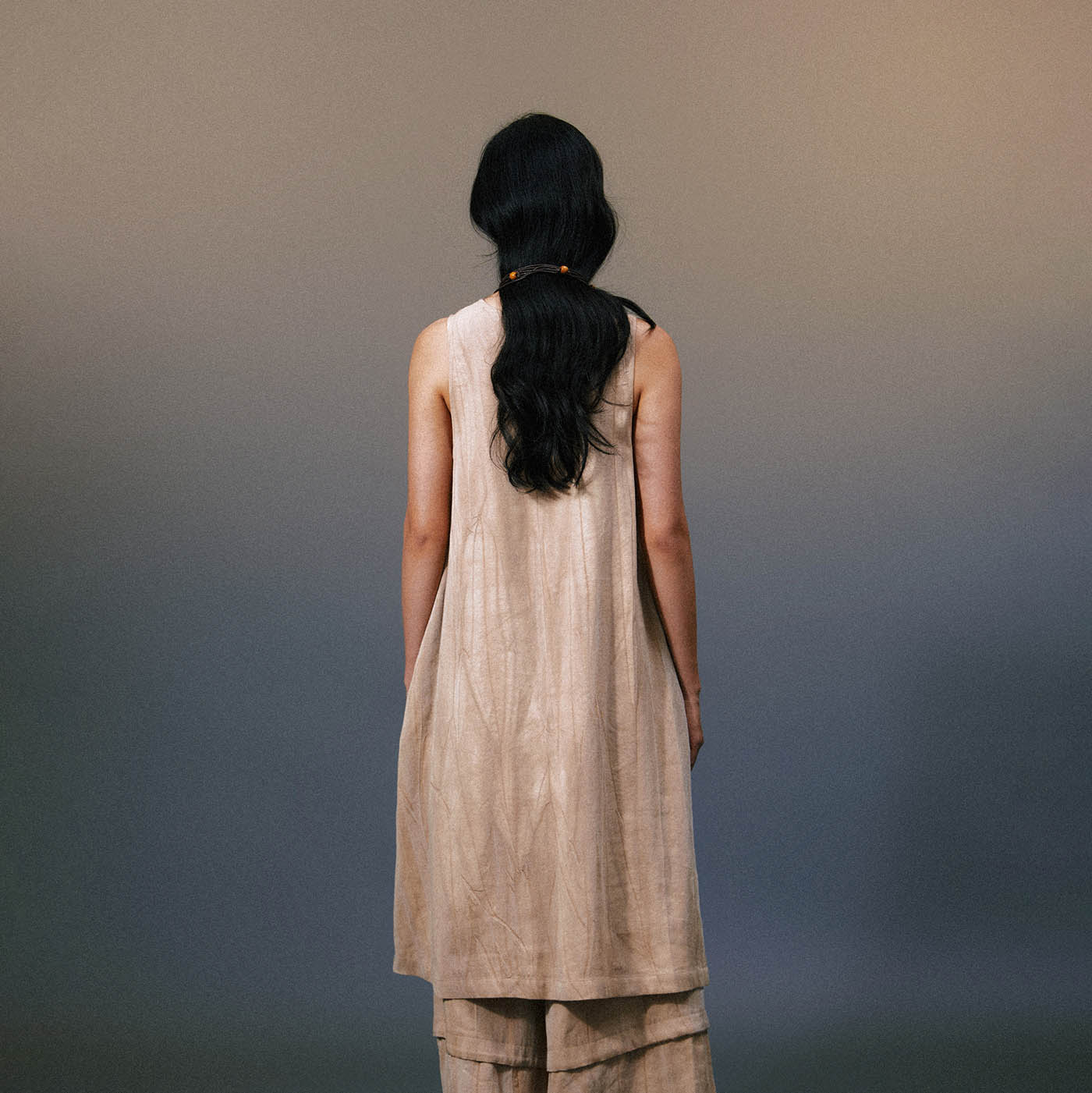 Robe maxi en lin en couches