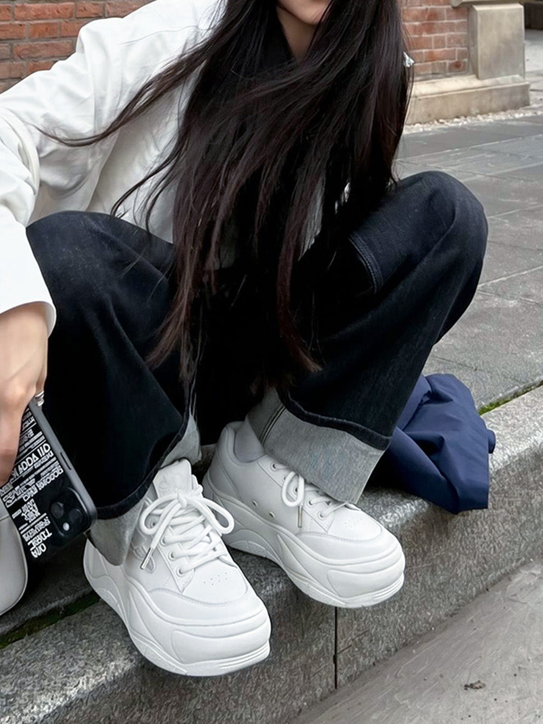 Wifi 2.0 Wave Leather Platform Shoes White