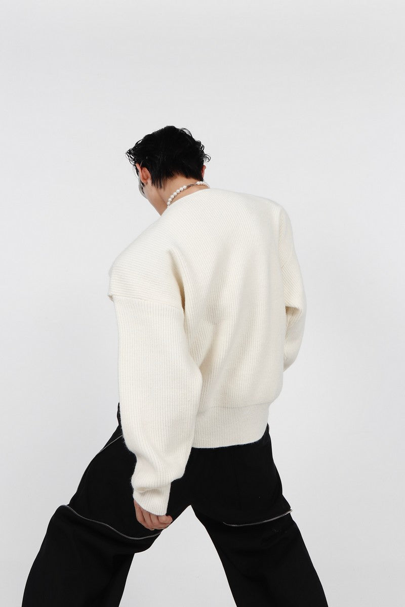 Logo Sweater with Knit Design - chiclara