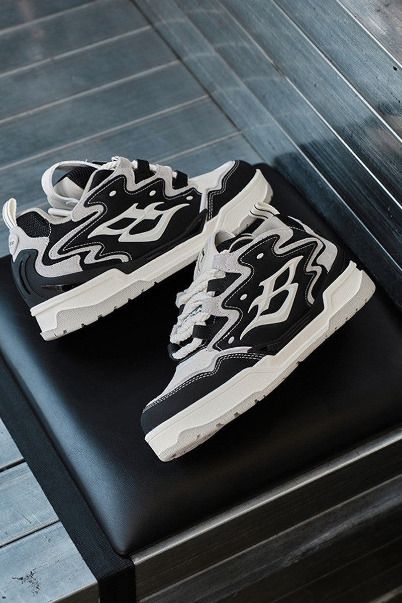 Black and White Retro Wave Sneakers