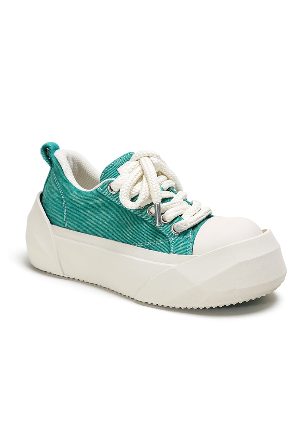 Denim Bare Look Washed Platform Sneakers