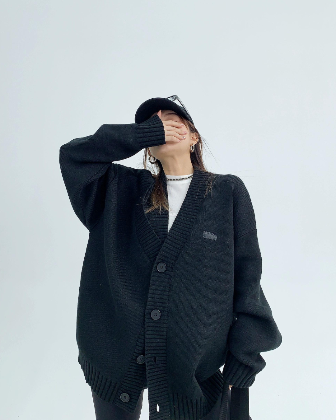 Asymmetrical Ink Studio Oversized Knit Cardigan