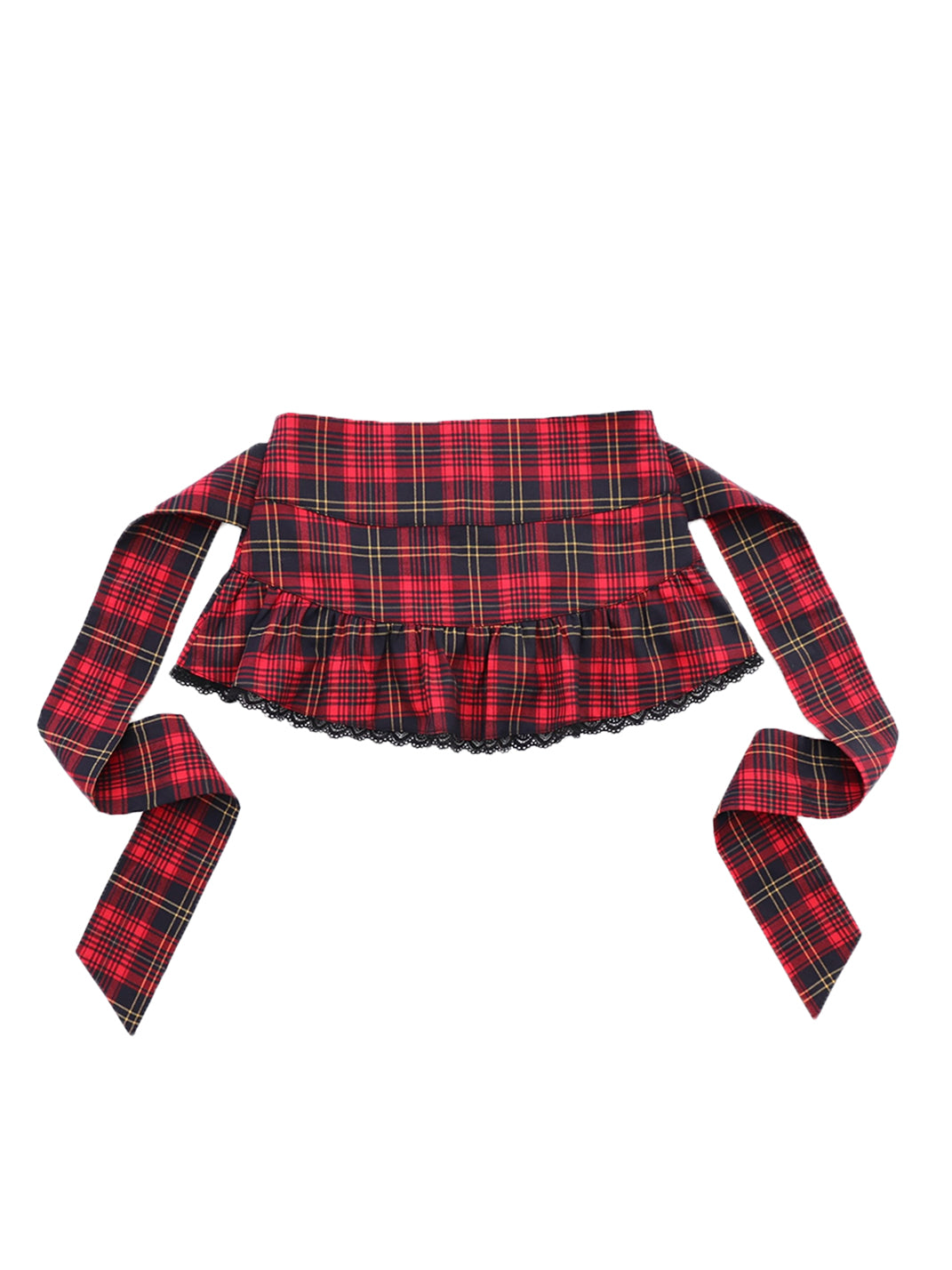 Low-waist Tie Strap Red Plaid Skirt