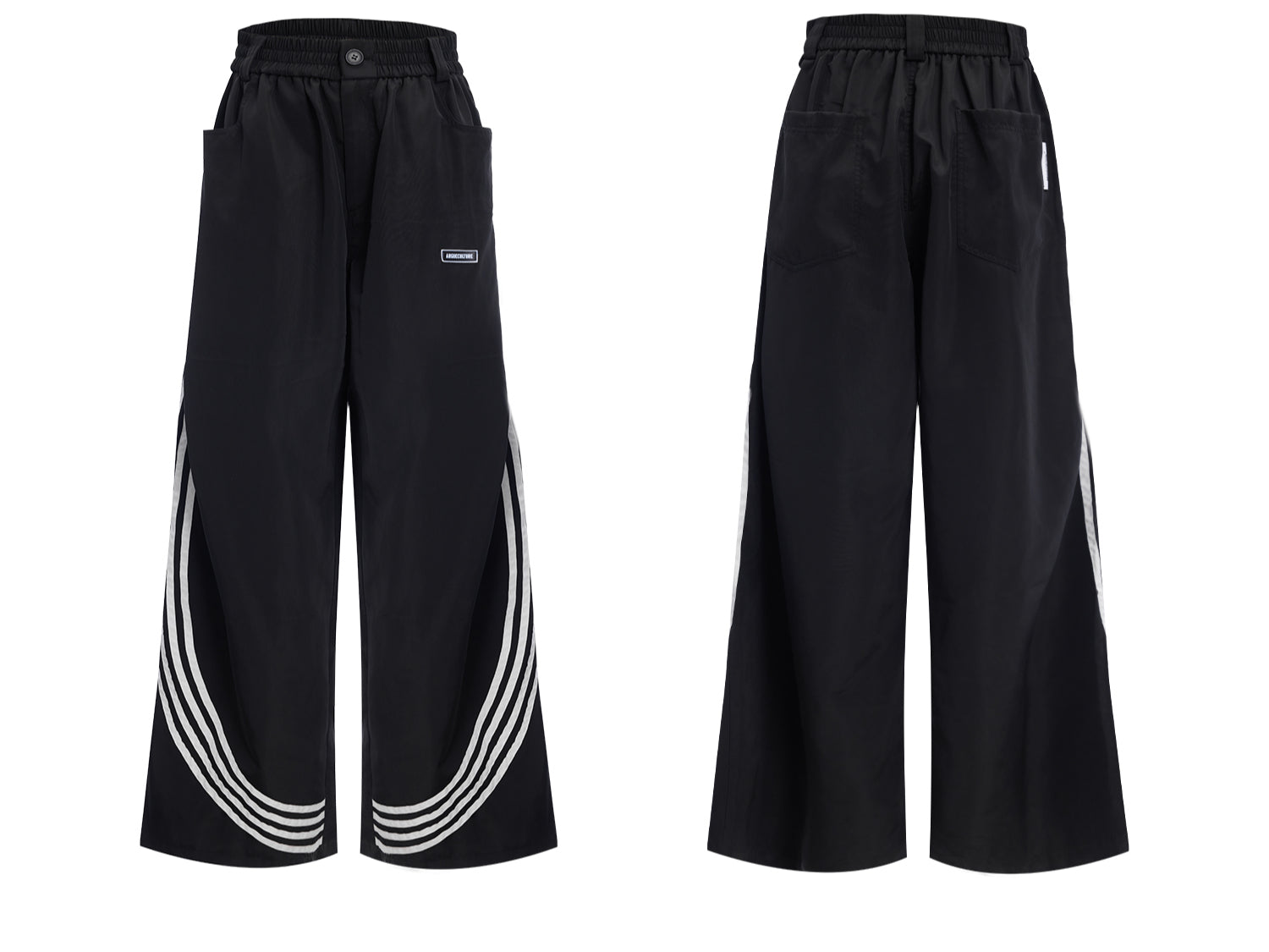 Black Track Jumpsuit with White Stripe Detail
