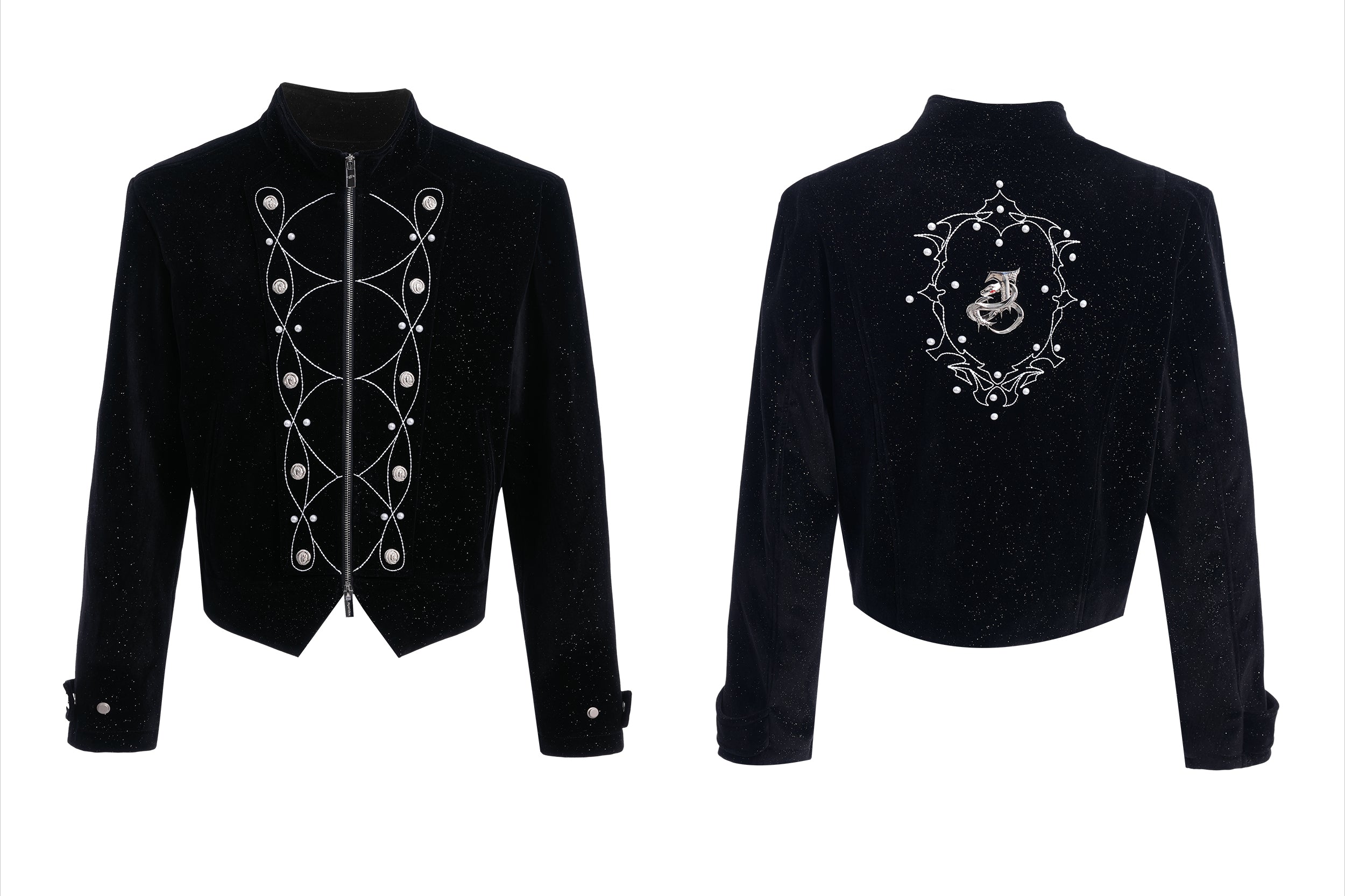 Royal Velvet Chain Military Jacket
