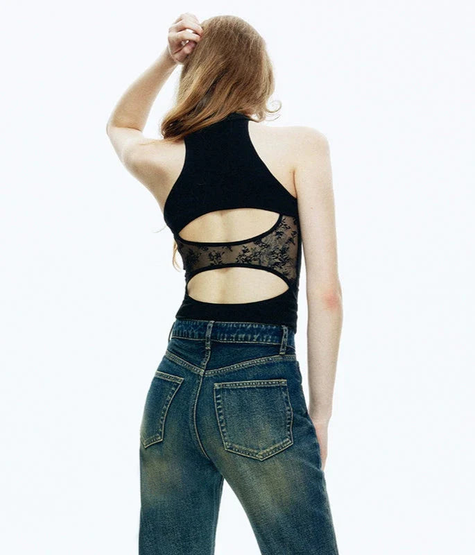 Lace-Back Cutout Tank Top