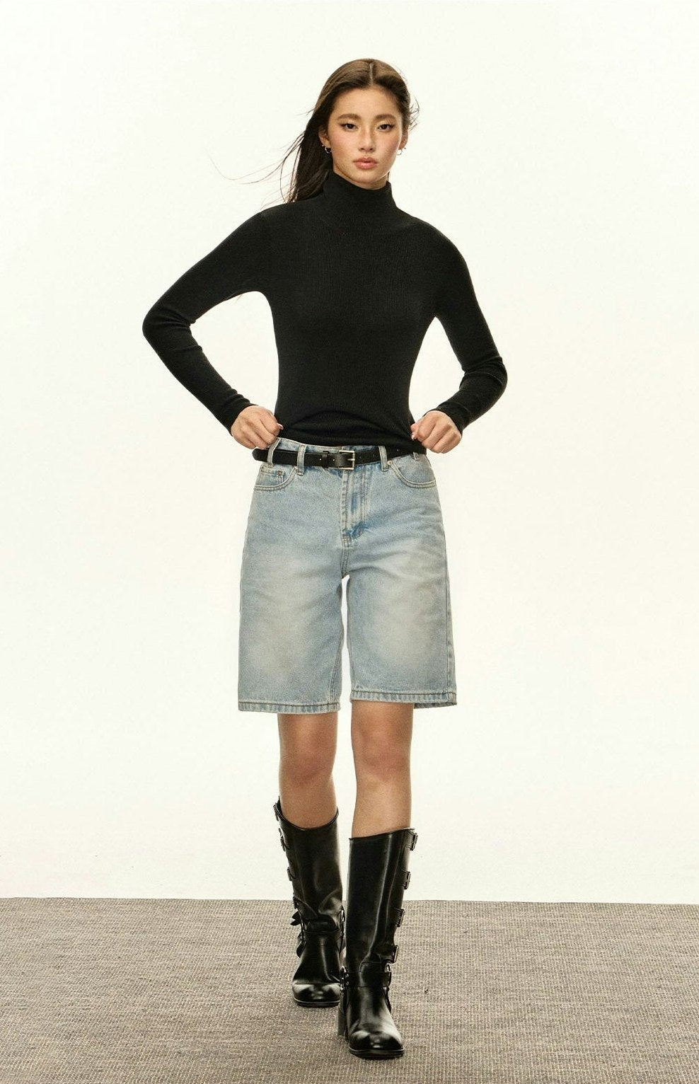 Fitted Turtleneck Ribbed Sweater