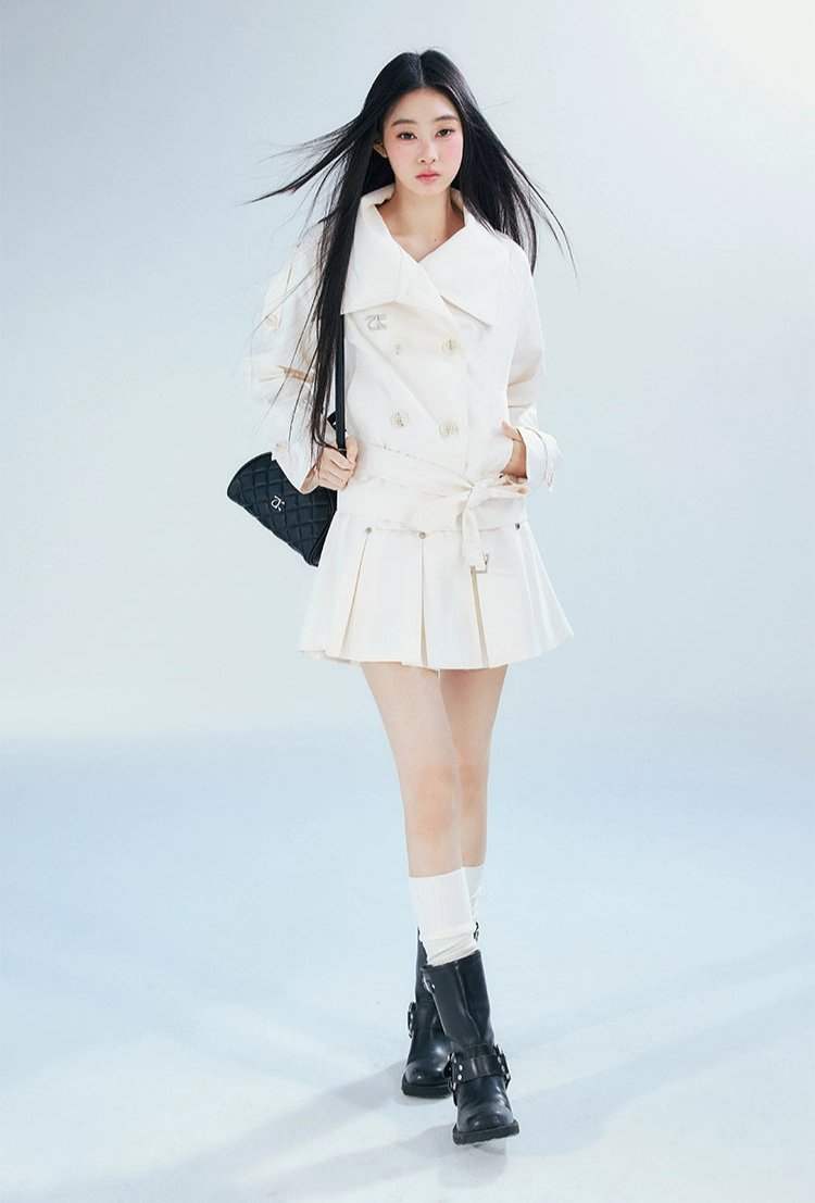Double-Breasted Belted Trench Coat