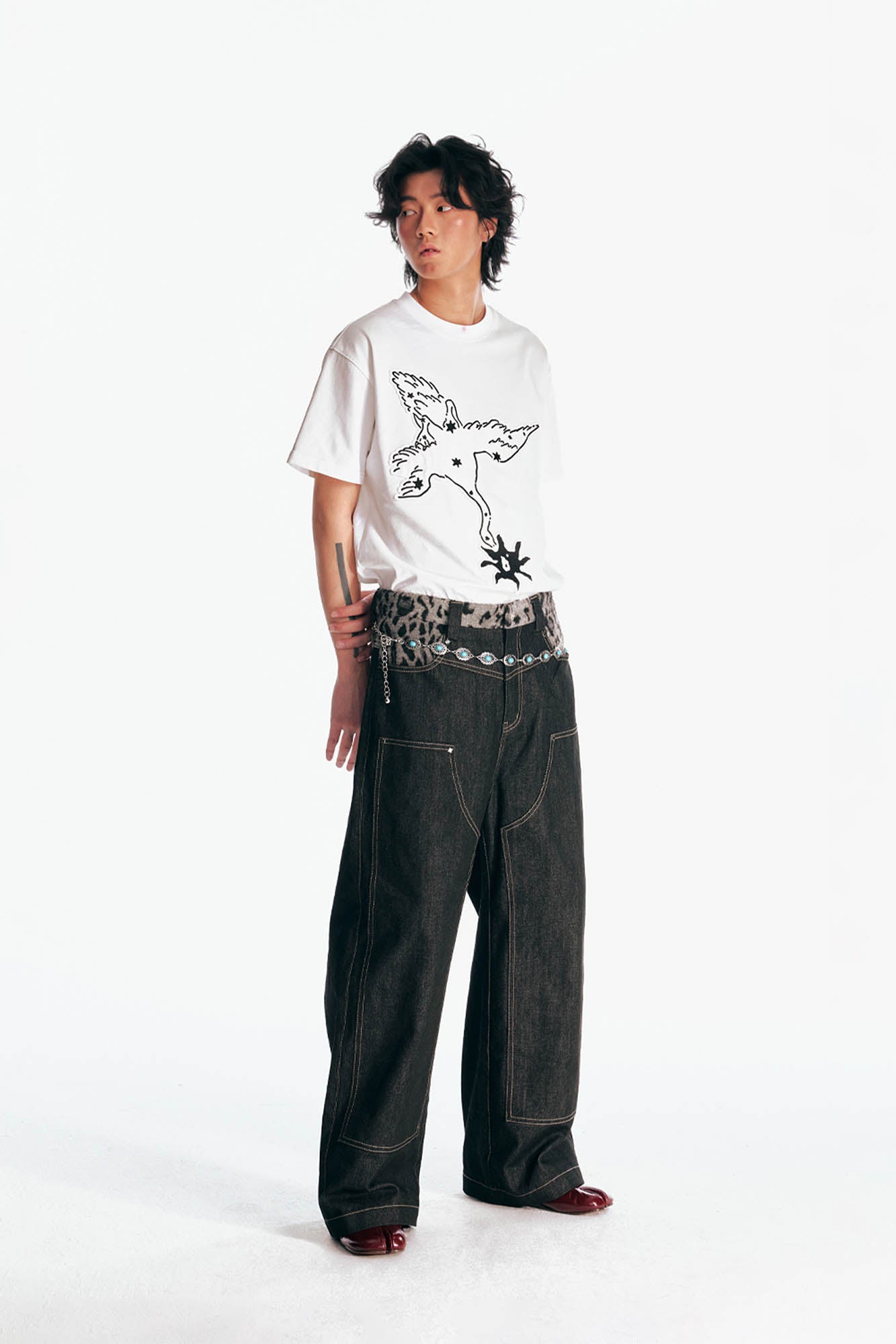 Crane With A Blossom Patch T-Shirt