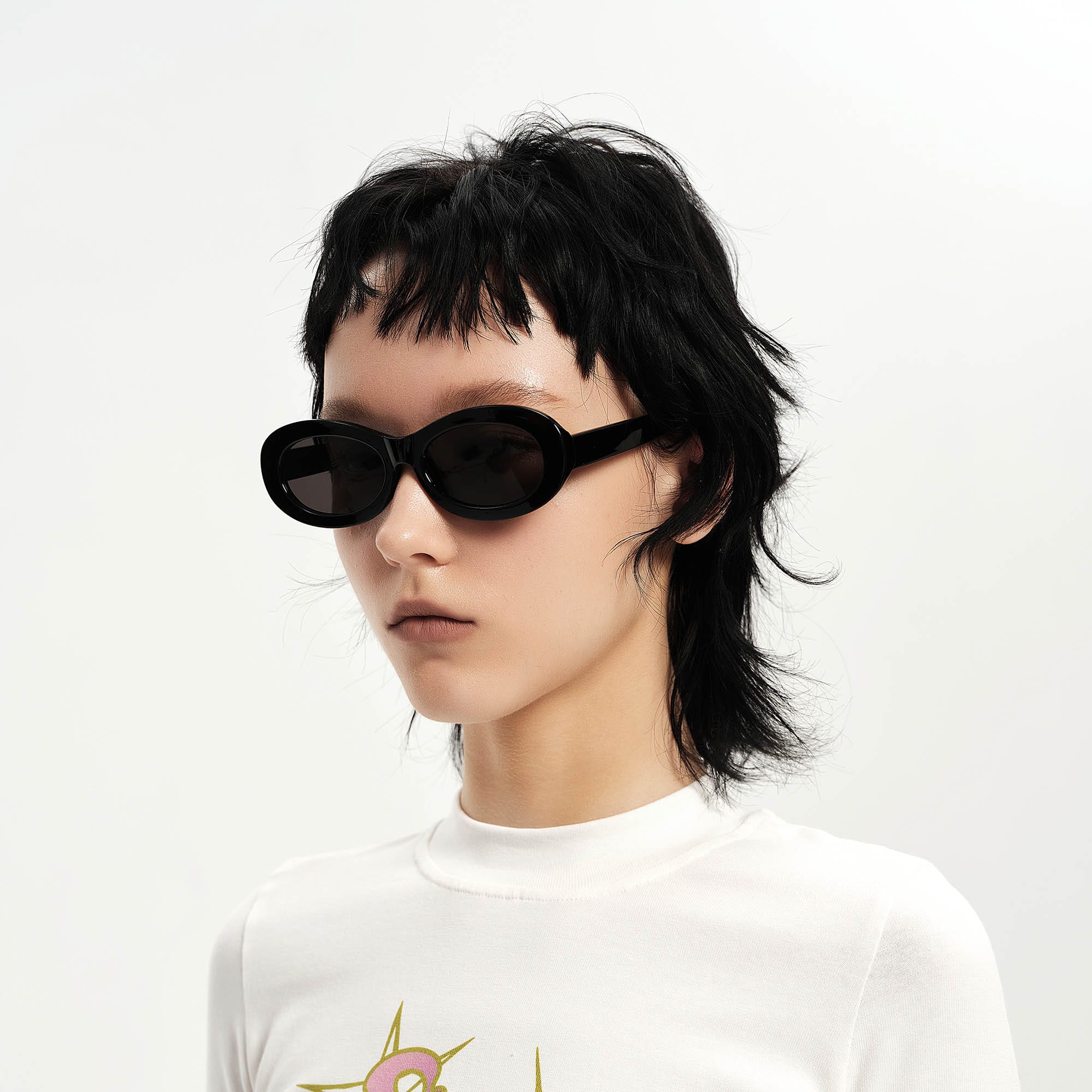 Chunky Narrow Oval Sunglasses - view 2