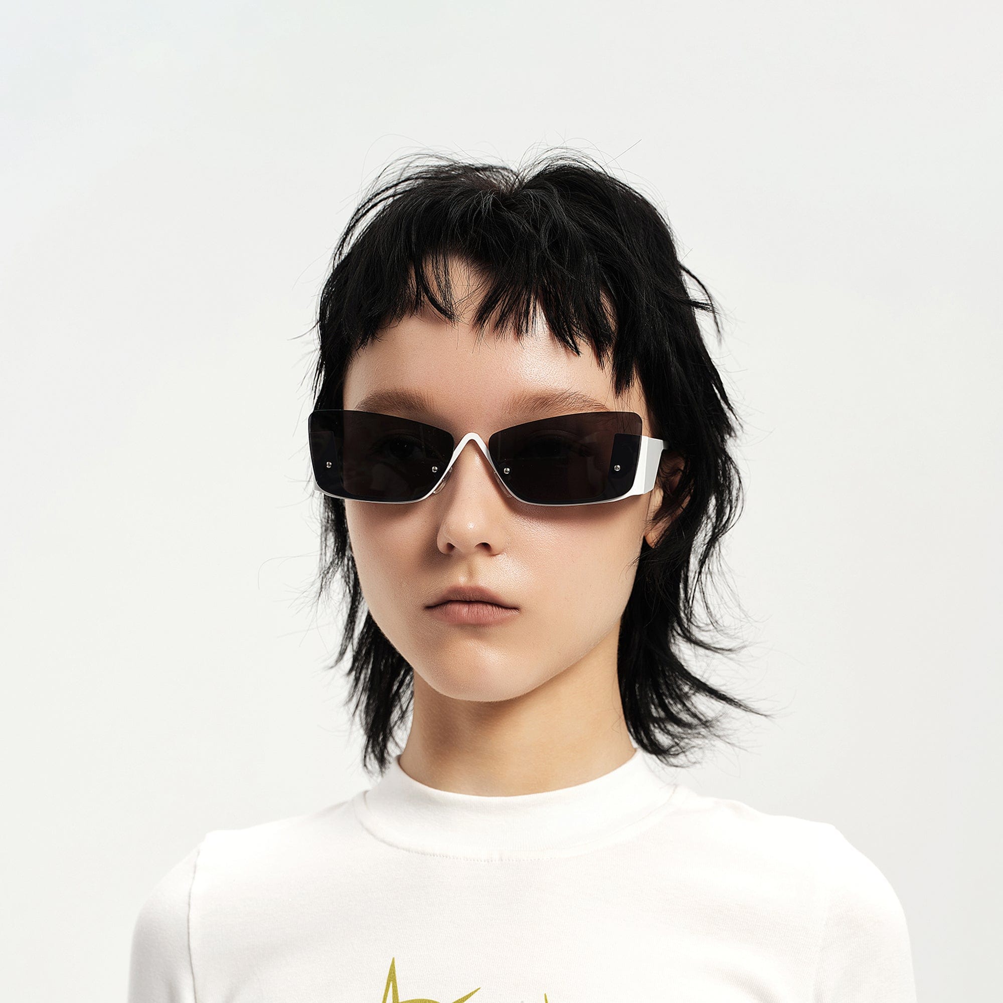 Angular Half-Frame Shield Sunglasses - view 1