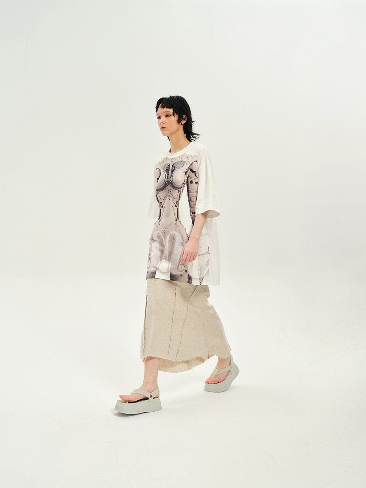 Cyborg Print Oversized T-Shirt