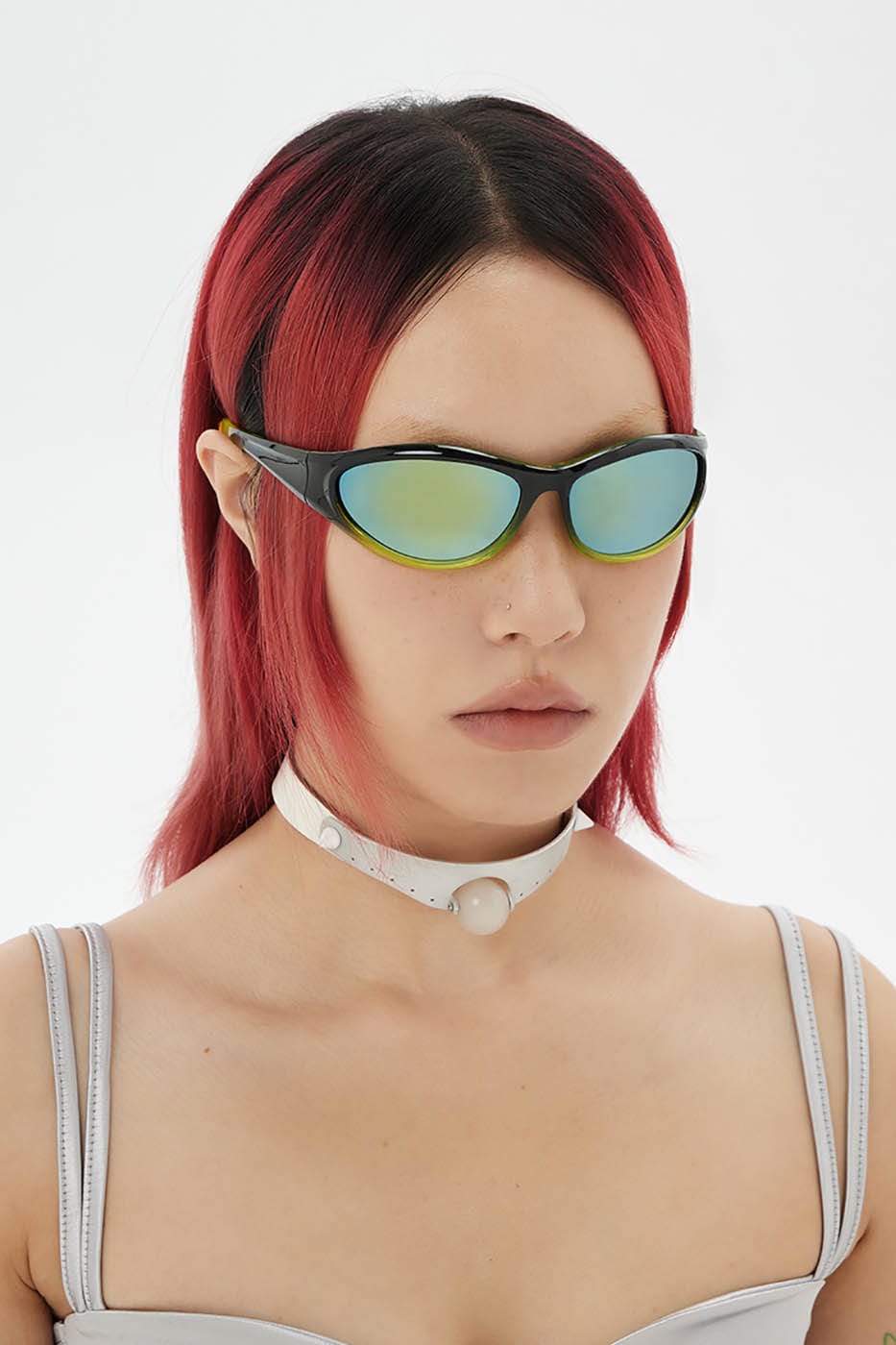 Contrast-Temple Cyclist Wrap Sunglasses - view 7
