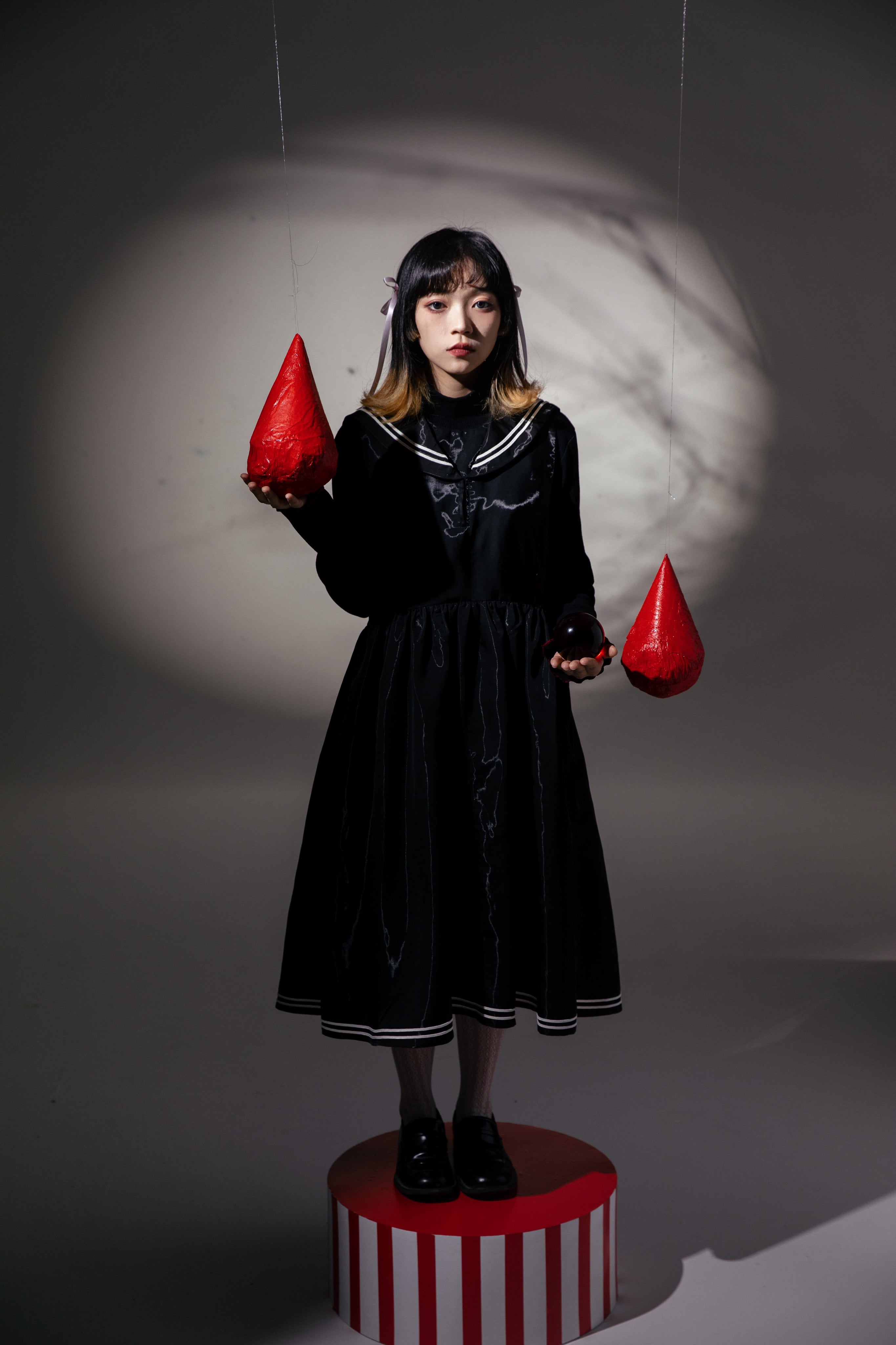 Black Sailor Collar Sleeveless Dress