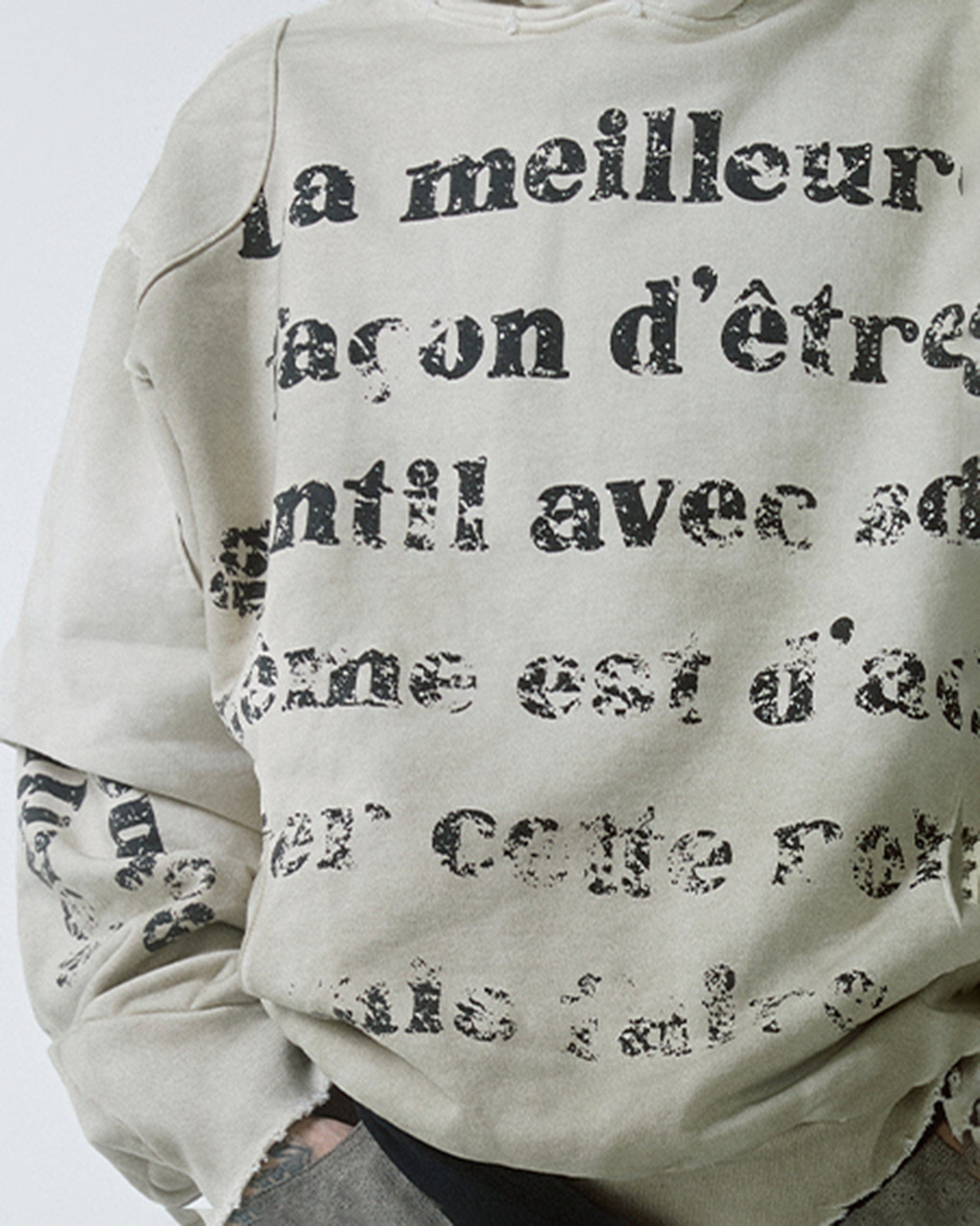 Französischer Text Vintage Hoodie