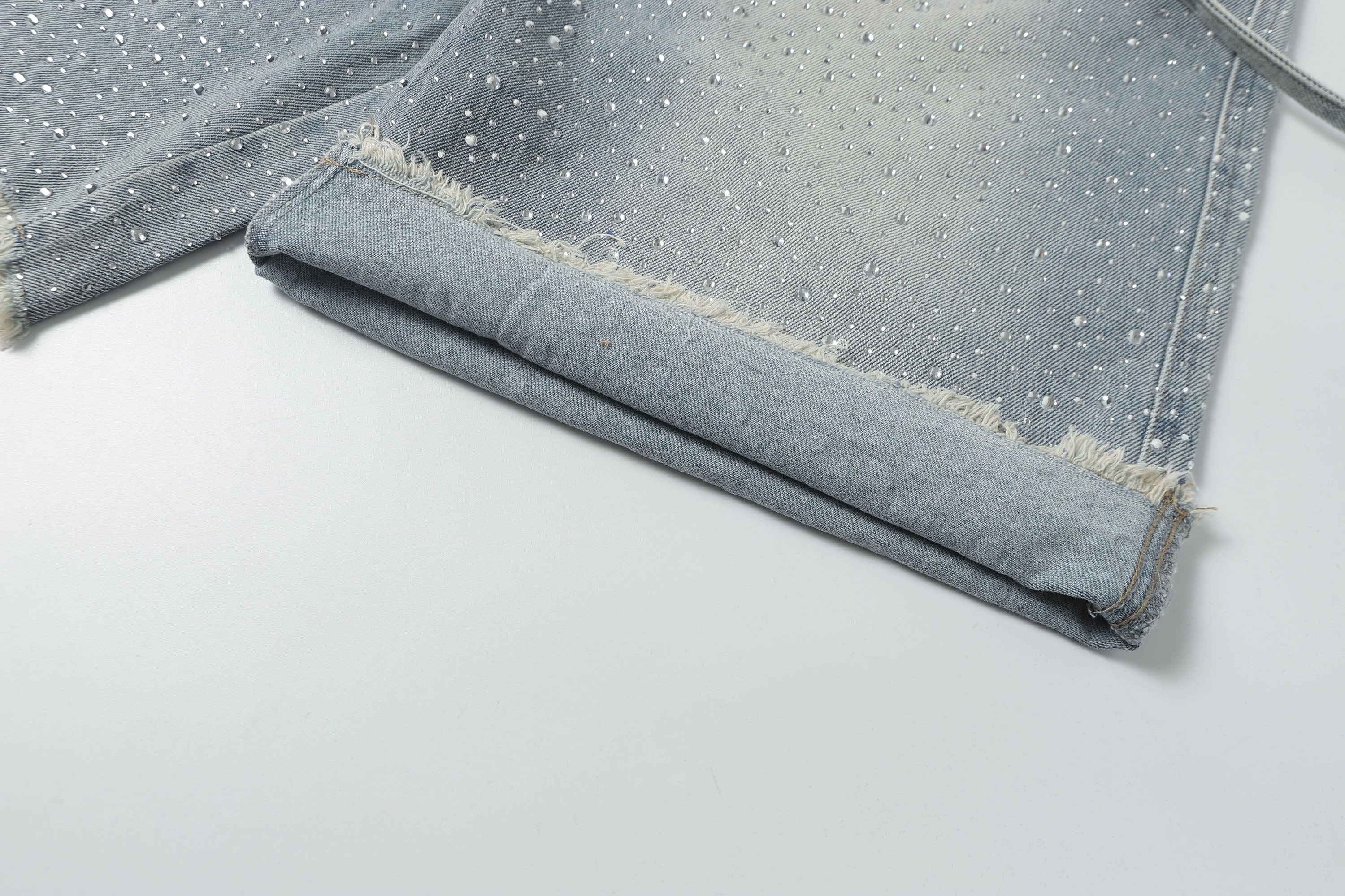 Rhinestone Studded Denim Shorts