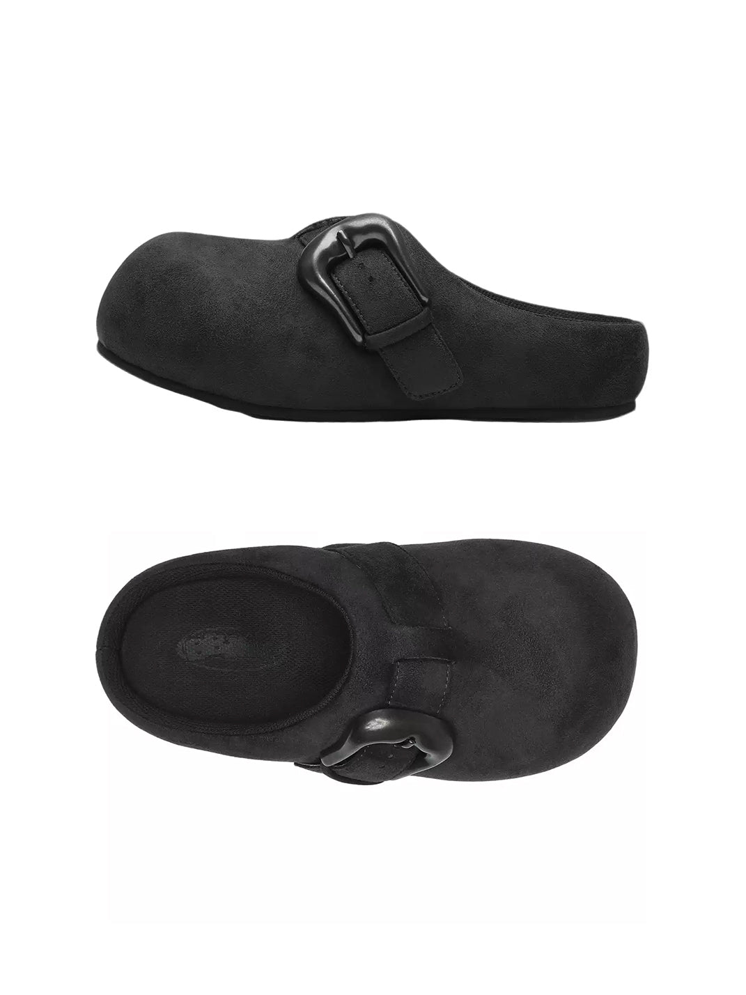 Rounded-Toe Buckle-Accent Slip-On Mules - view 5