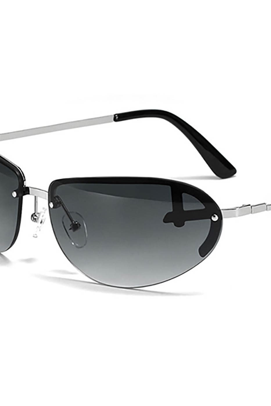 Mechanical-Brow Gradient Oval Sunglasses - view 8