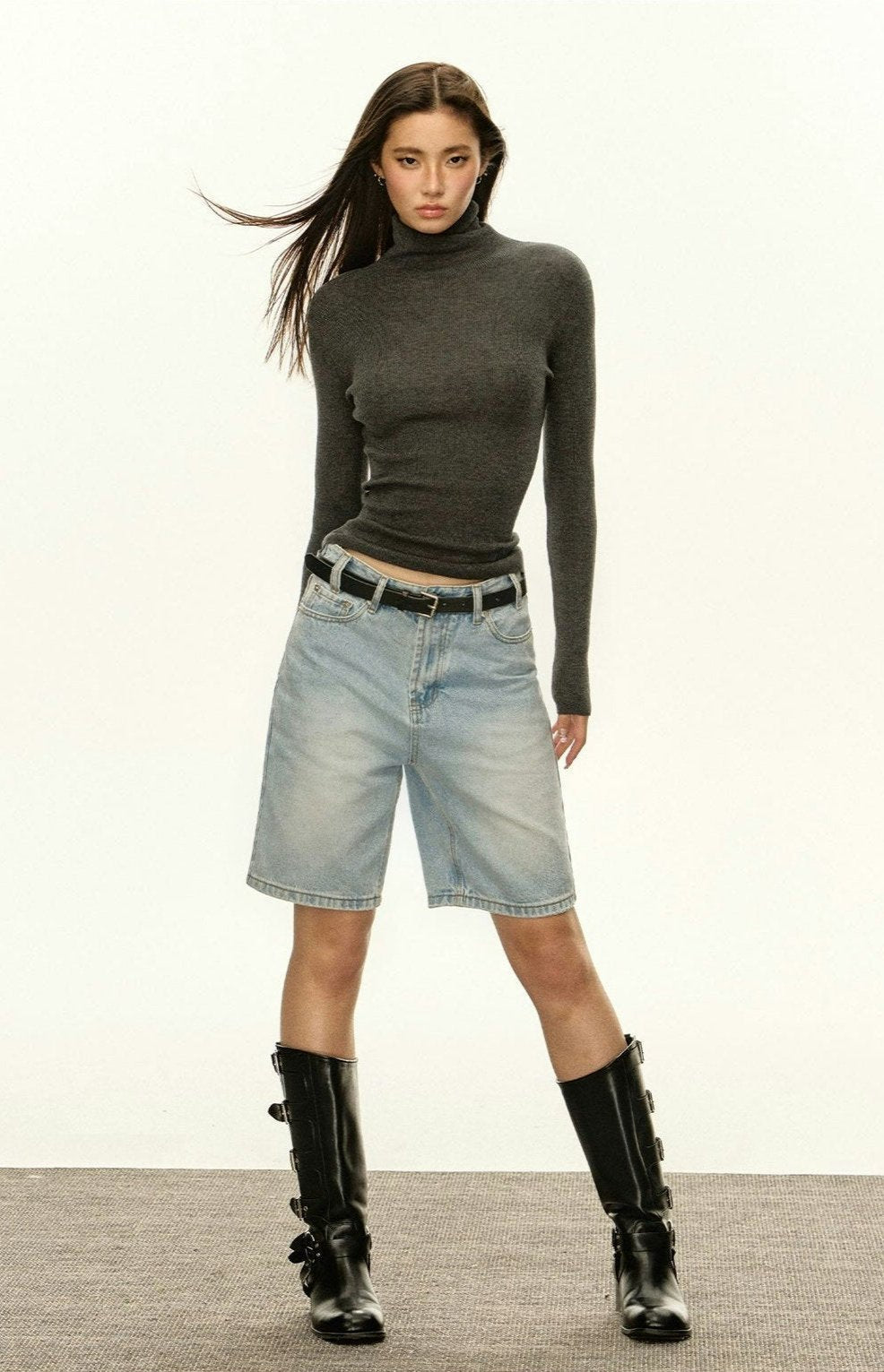 Fitted Turtleneck Ribbed Sweater