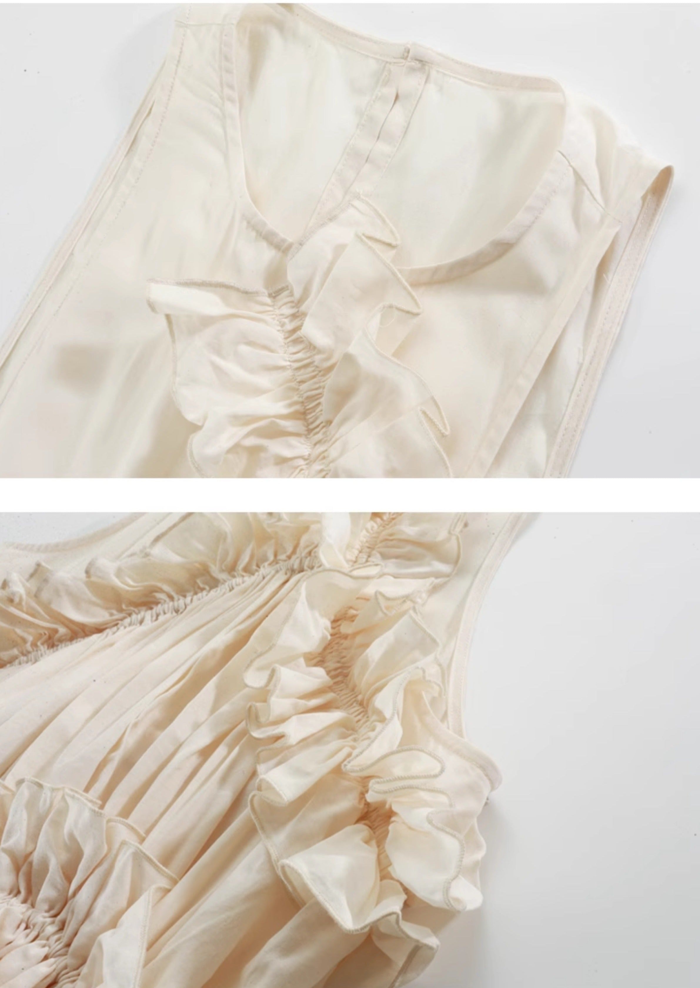 Elegant Cotton Ruffle Maxi Dress - chiclara