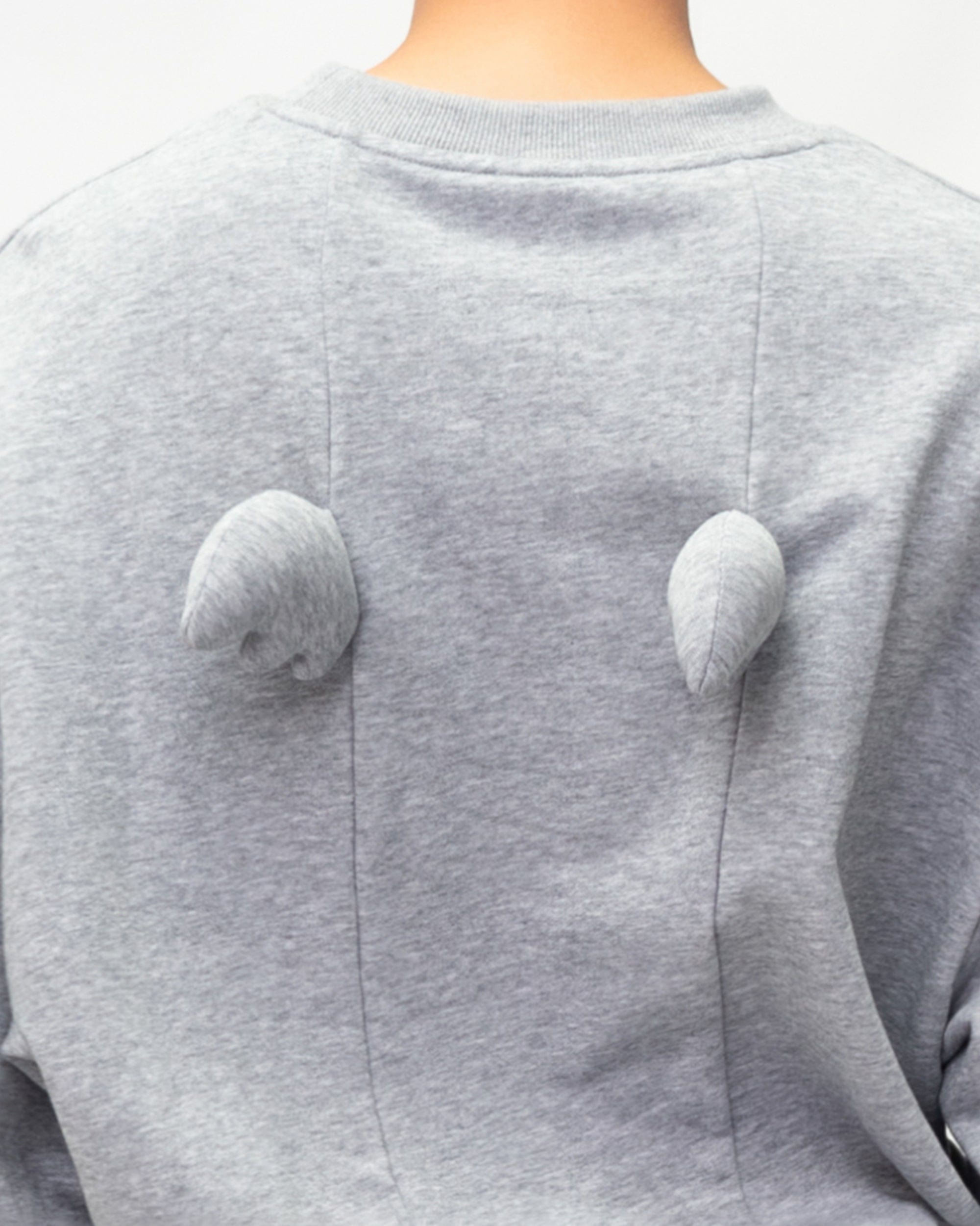 Grey Sweatshirt with Angel Wings Details on the Back