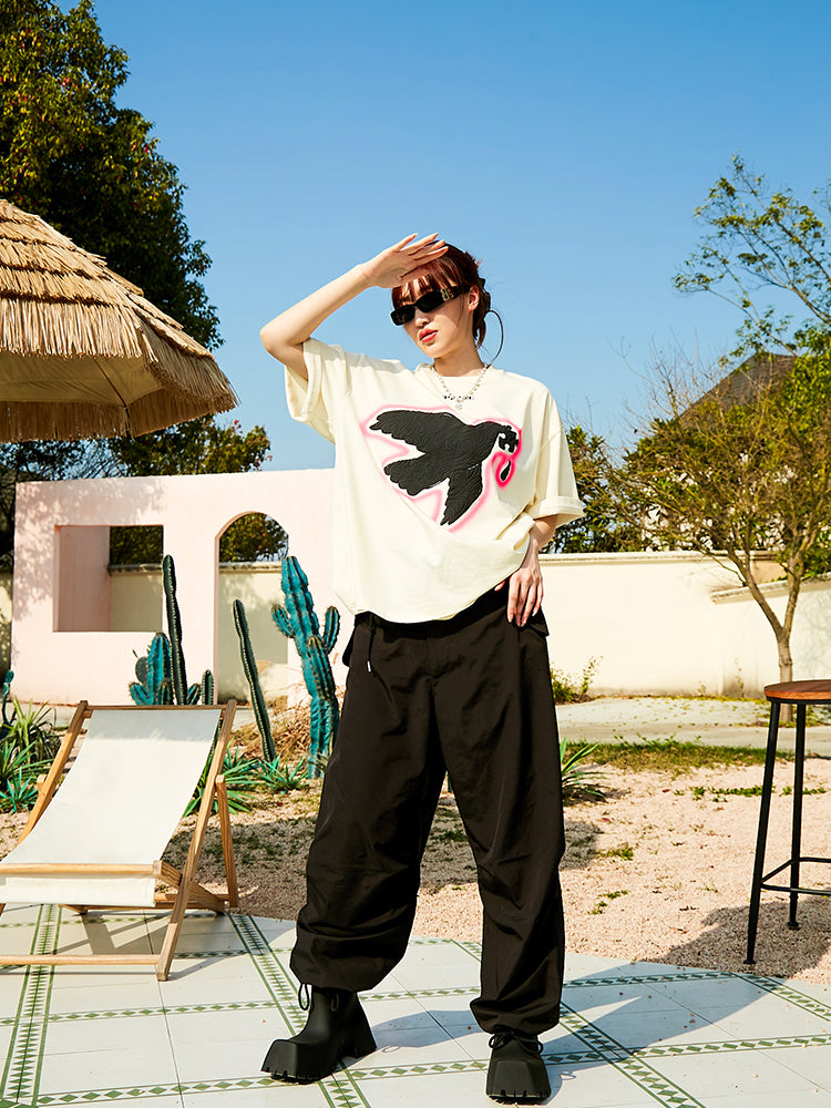 Serene Peace Dove Suede Foam Printed T-Shirt - chiclara