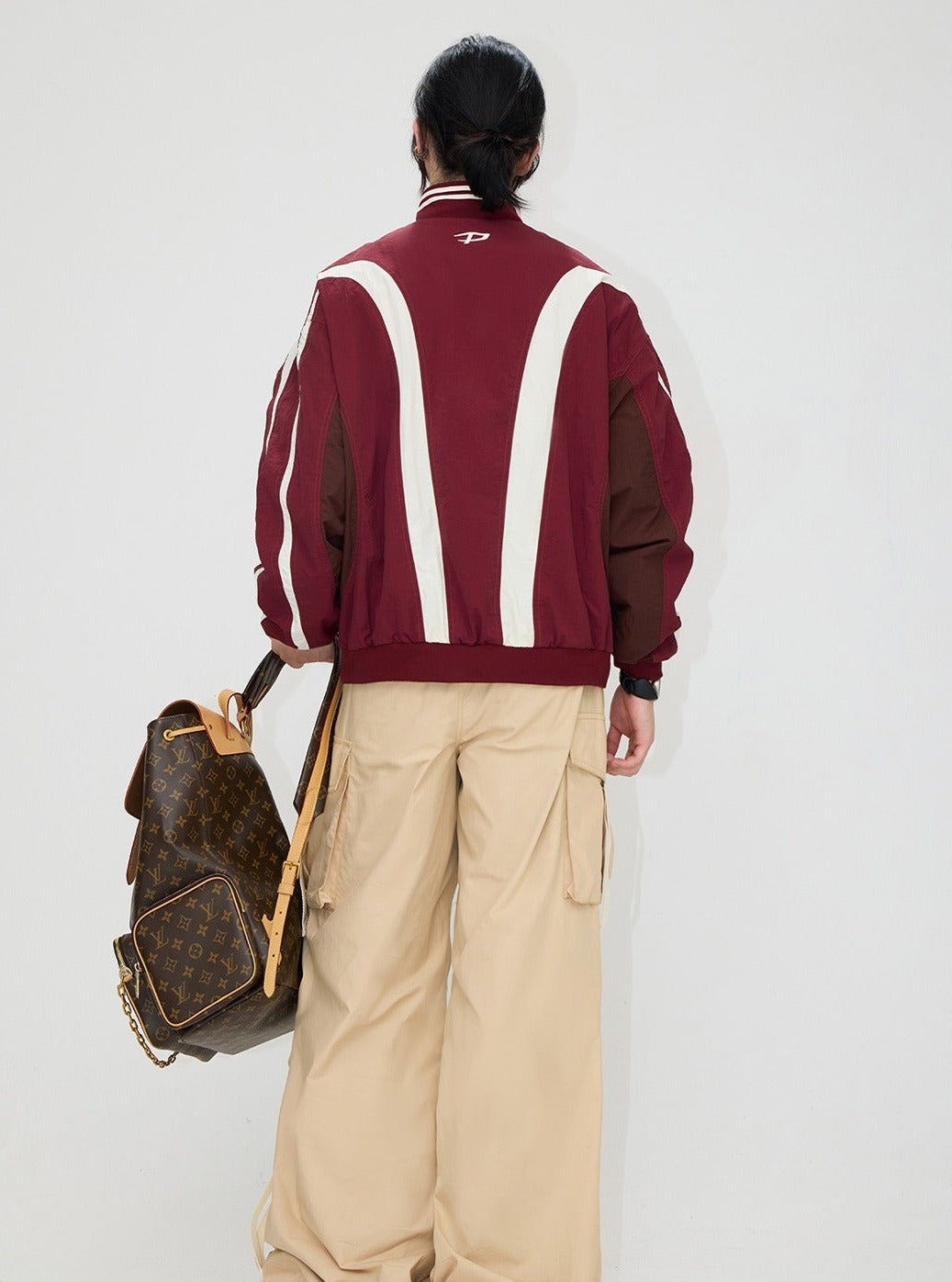 Men's Contrast Stand Neck Pullover Jacket