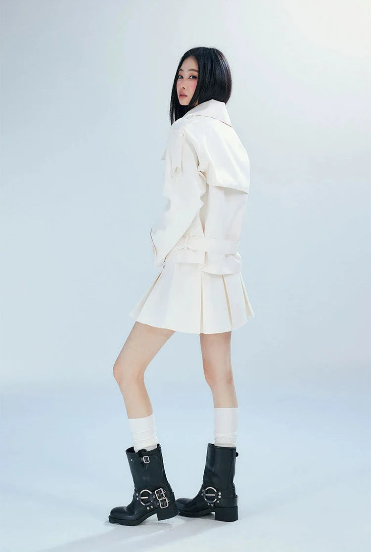 Double-Breasted Belted Trench Coat