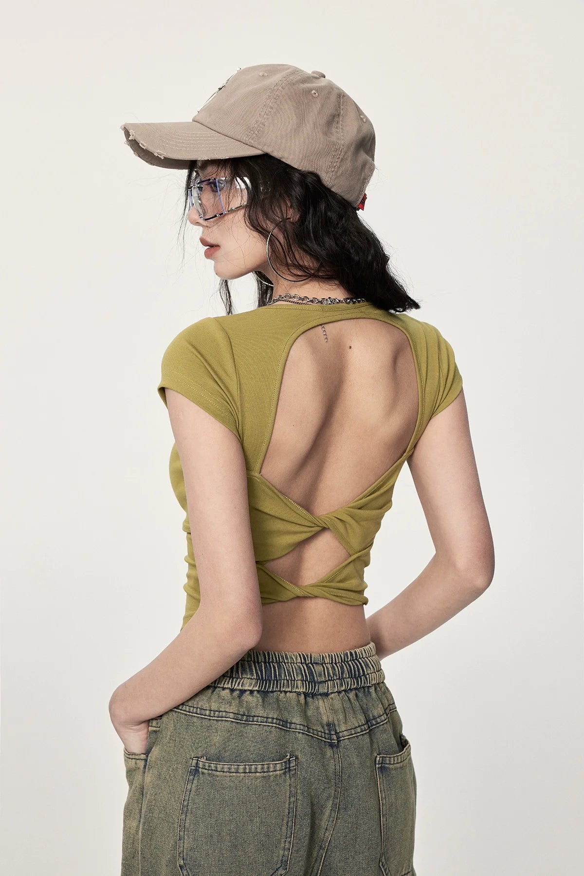 Twisted Open Back Crop Top