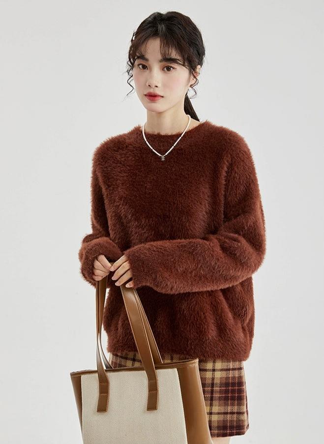 Fuzzy Round Neck Sweater