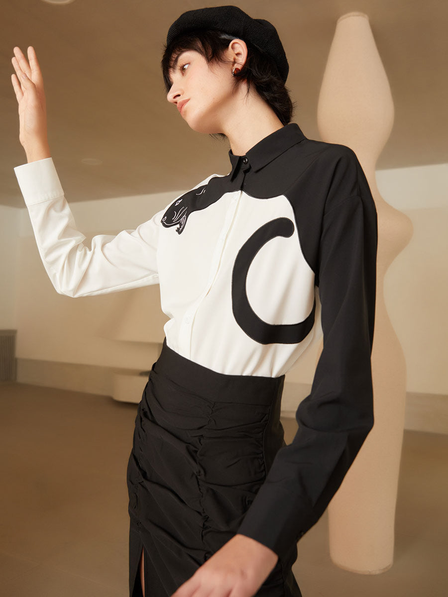 Panther Grace Embroidered Blouse - chiclara