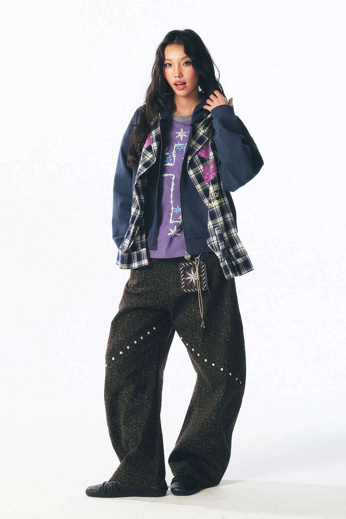 Strawberry Graphic Built in Scarf Zip Up Hoodie