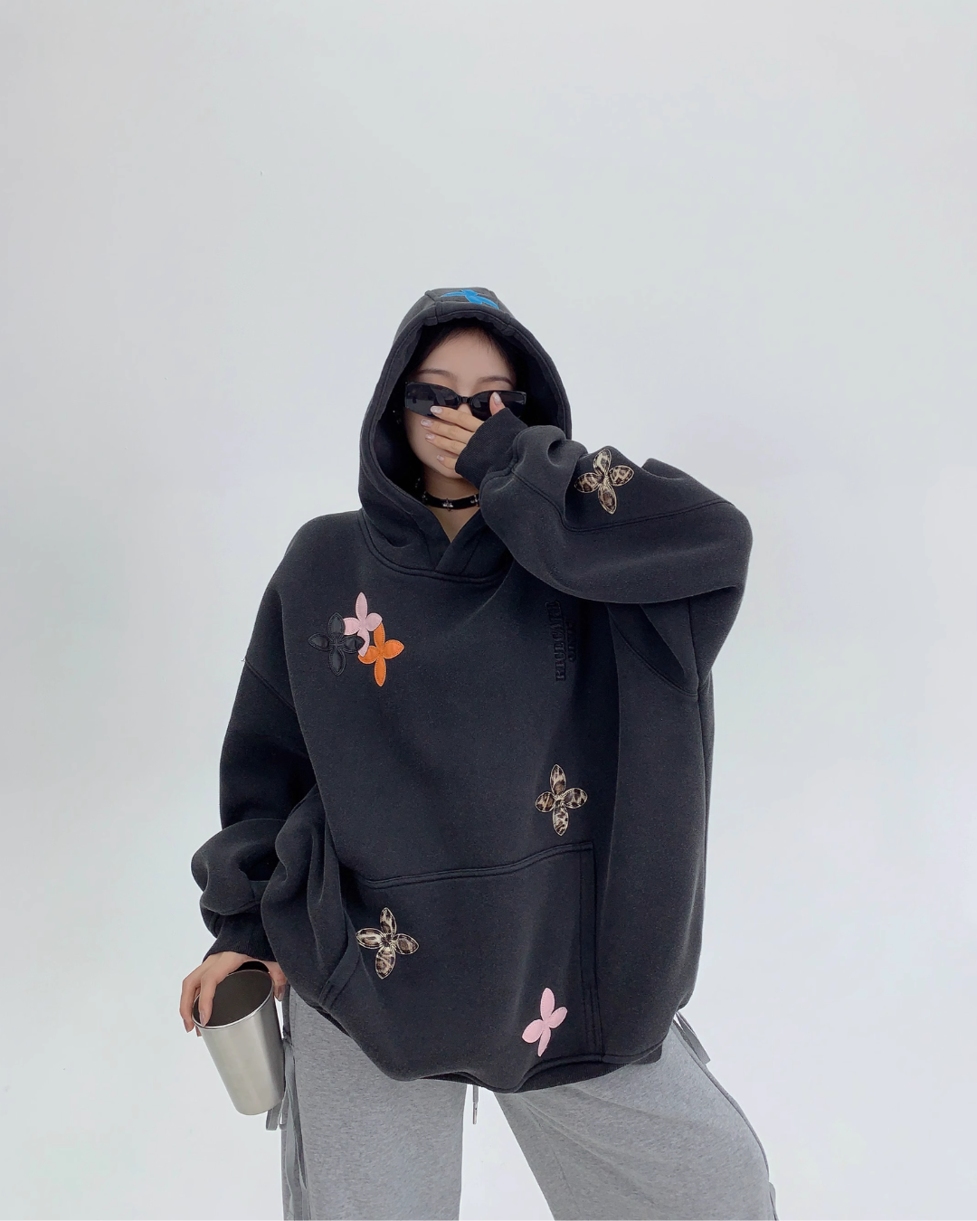 Midnight Bloom Oversized Petal Hoodie