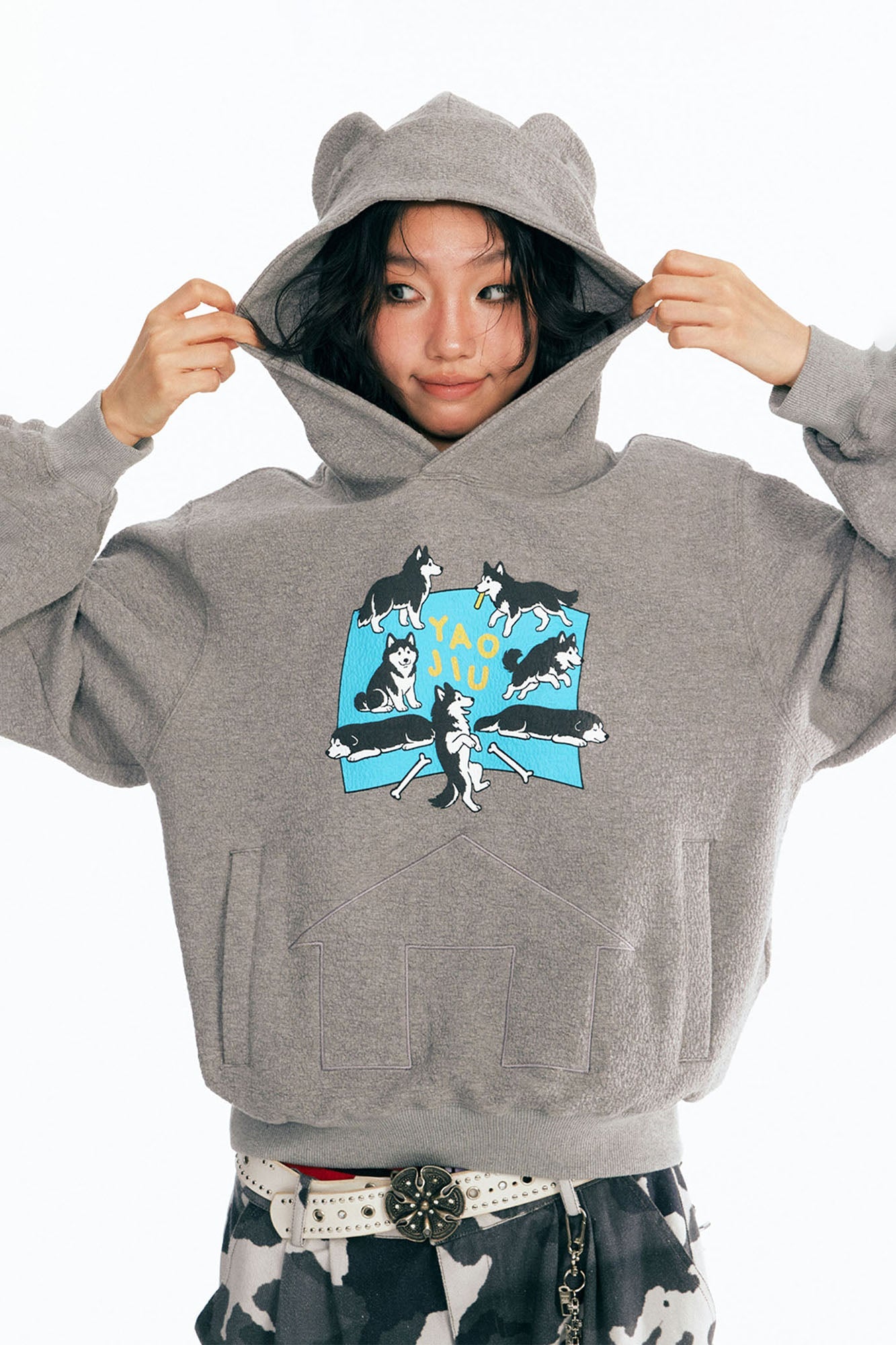 Puppy Paradise Oversized Graphic Hoodie