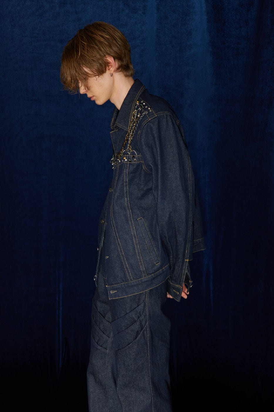 Veste en jean de harnais de chaîne