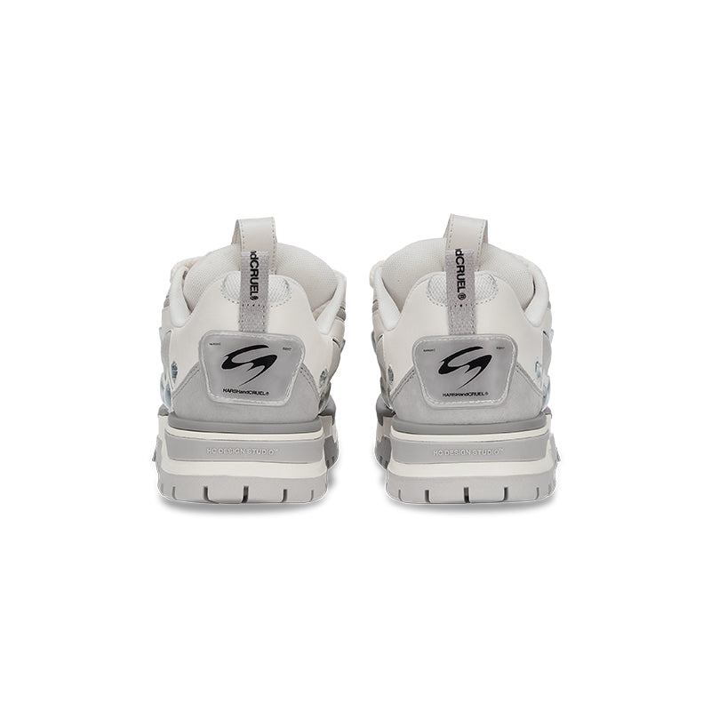 White and Grey Platform Chunky Sneakers
