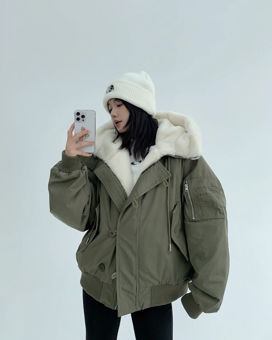 Frost Sherpa-Collar Bomber Jacket