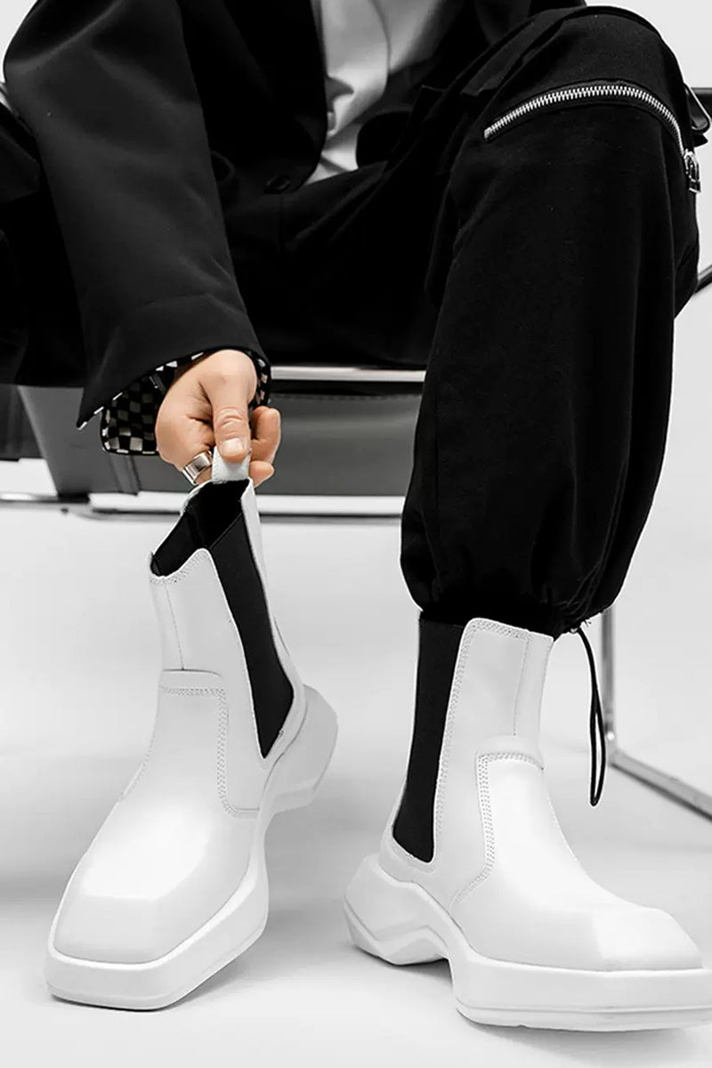 Contrast Stitch Platform Boots