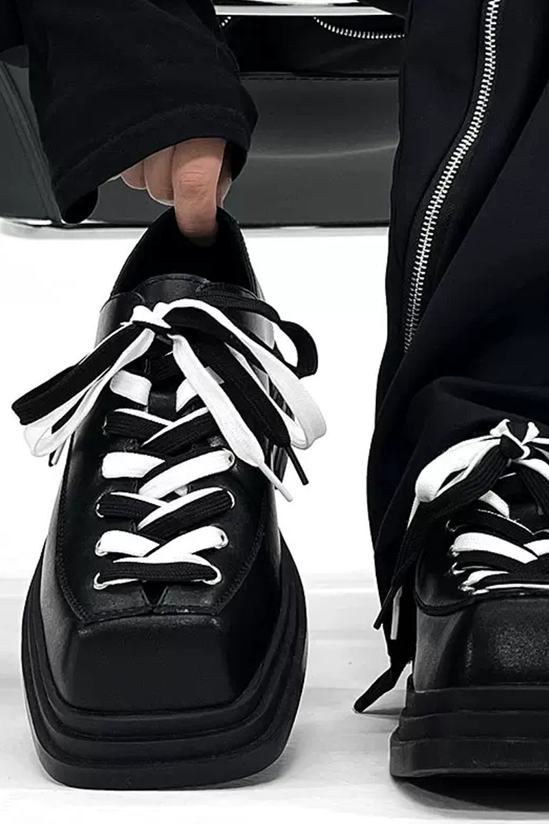 Contrast Platform Chunky School Shoes